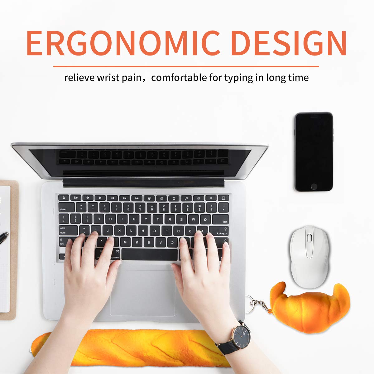 Ergonomic Anti-Skid Keyboard Wrist Rest & Mouse Pad Support - Soft Slow-Recovery Foam for Pain Relief - Perfect for Office, Computer, Laptop & Mac Users - Ideal for Long Typing Sessions and Gaming Comfort
