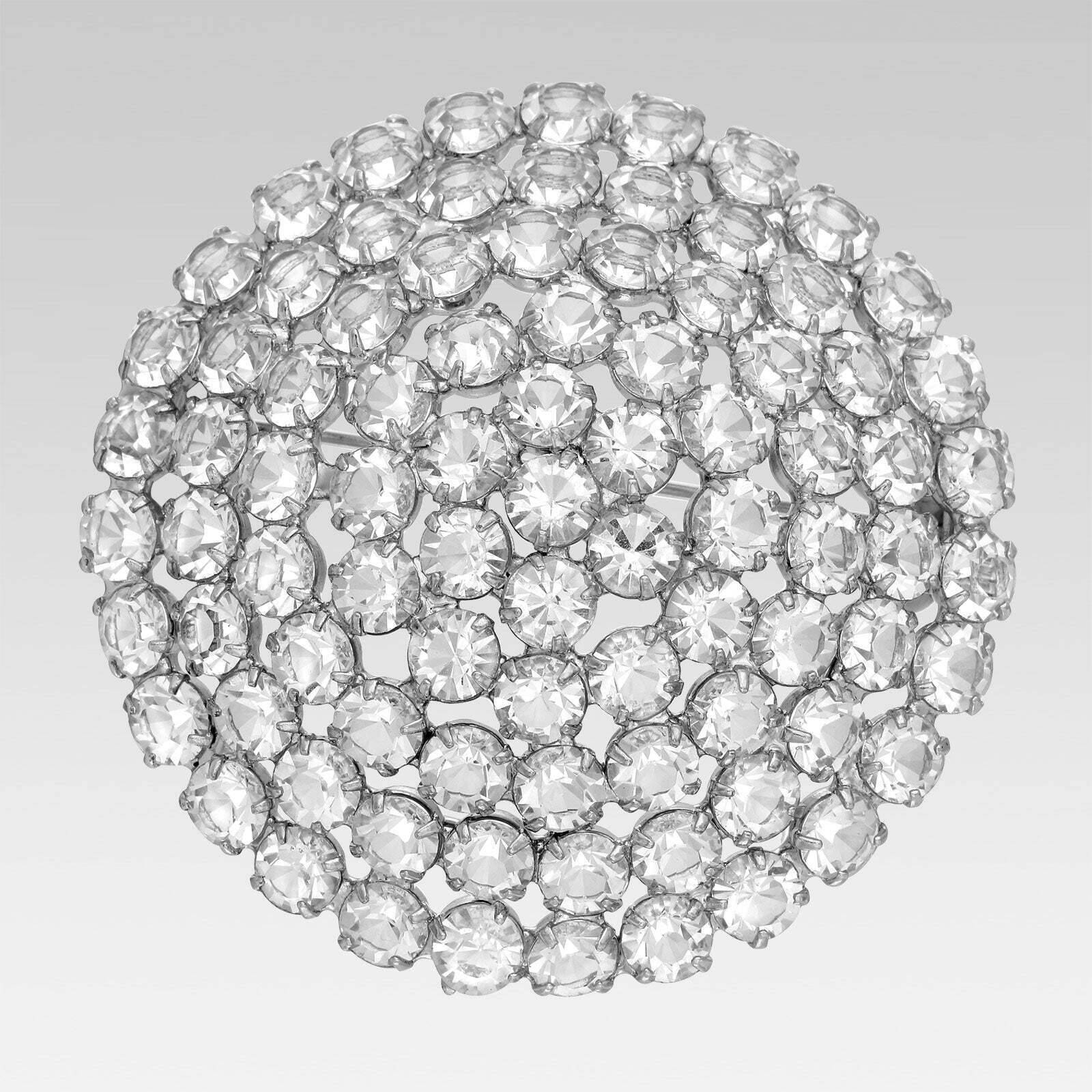 1928 Jewelry Large Austrian Crystal Round Brooch Pin - Vintage Rhinestone Statement Piece for Women, Elegant Dress Accessory for Weddings, Parties & Special Occasions