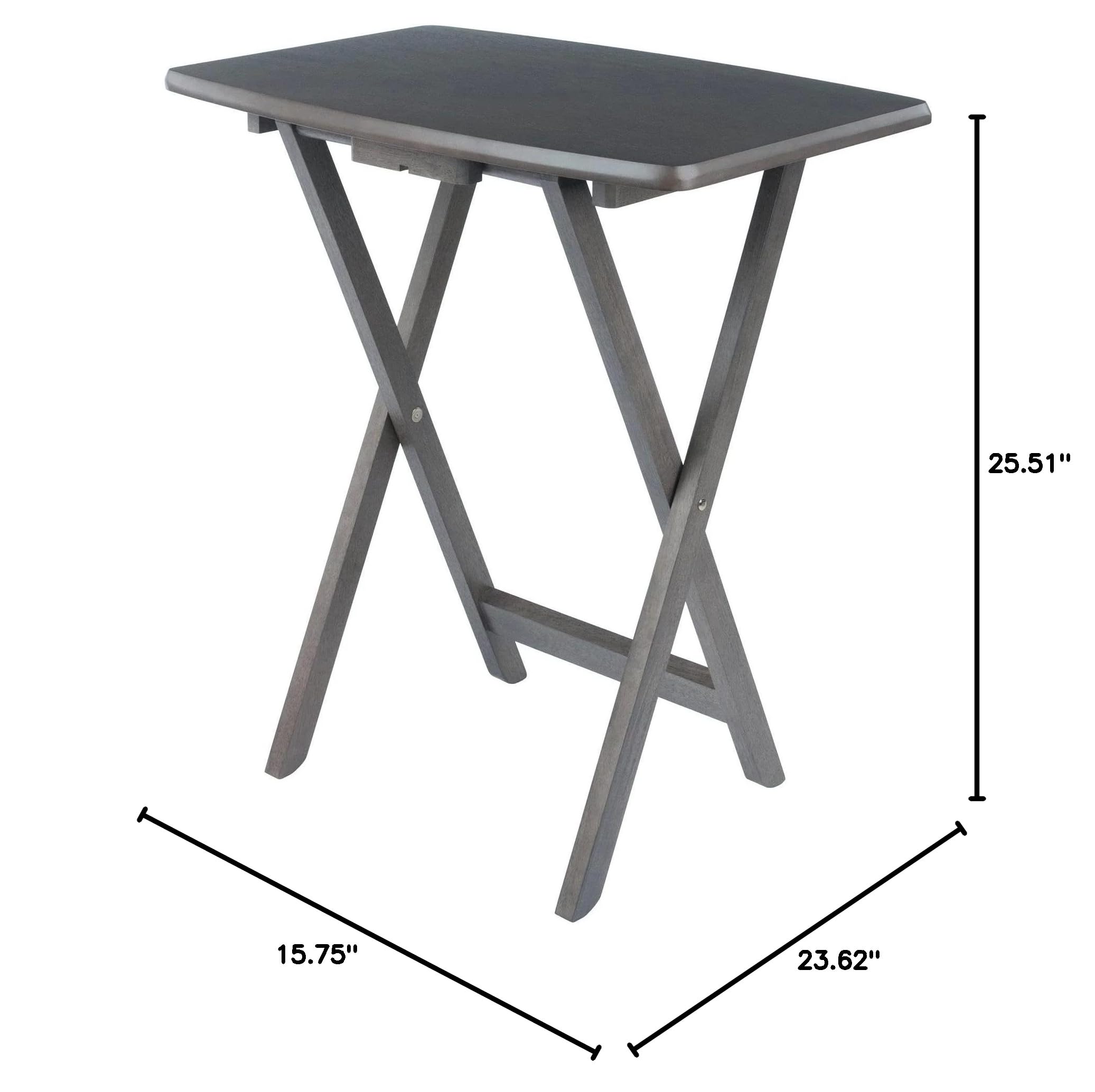 WINSOME Dorian Oversized 5-Piece Snack Table Set with Brown Base in Oyster Gray - 23.62