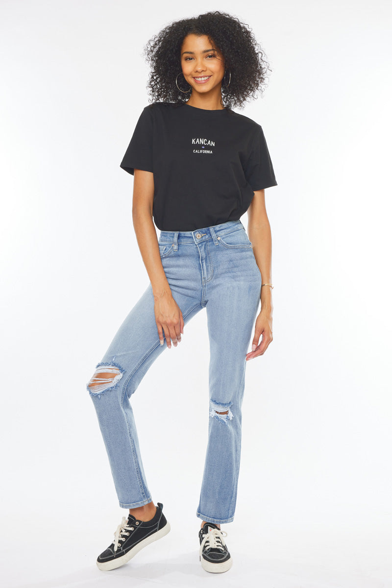 Sultana High Rise Slim Straight Leg Jeans for Women - Stretchy Denim Pants, Comfortable & Flattering Fit - Perfect for Casual Wear, Office & Date Nights