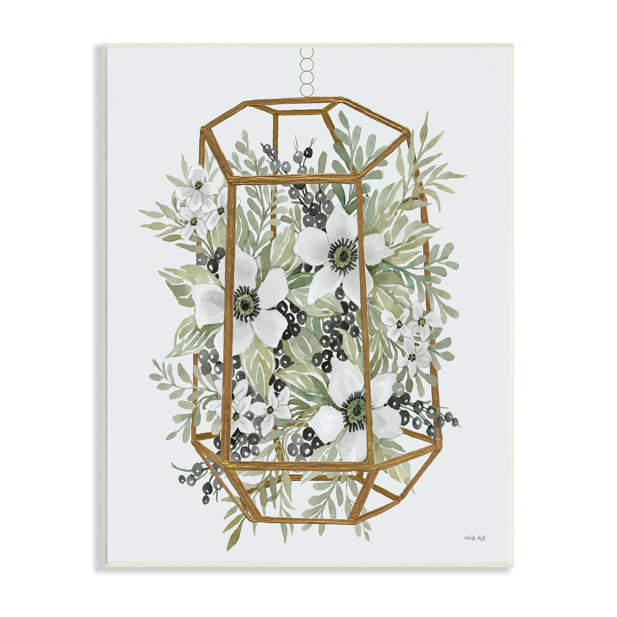 Stupell Industries White Floral Poppies Botanical Berries Modern Geometric Planter - Cindy Jacobs Design | Home Decor, Office Decor, Living Room & Bedroom Wall Art