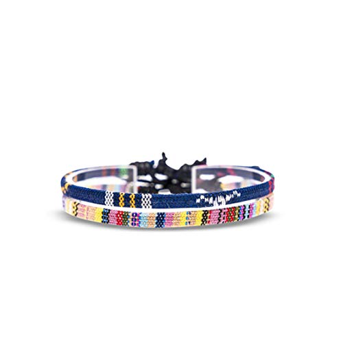 2-Pack Boho Surfer Anklet Set for Women & Men - Handmade Adjustable Beach Jewelry - Waterproof Ethnic Ankle Bracelets - Thin Rope Festival Accessories (Blue & Yellow) - Perfect for Summer Vacations, Music Festivals & Beach Parties