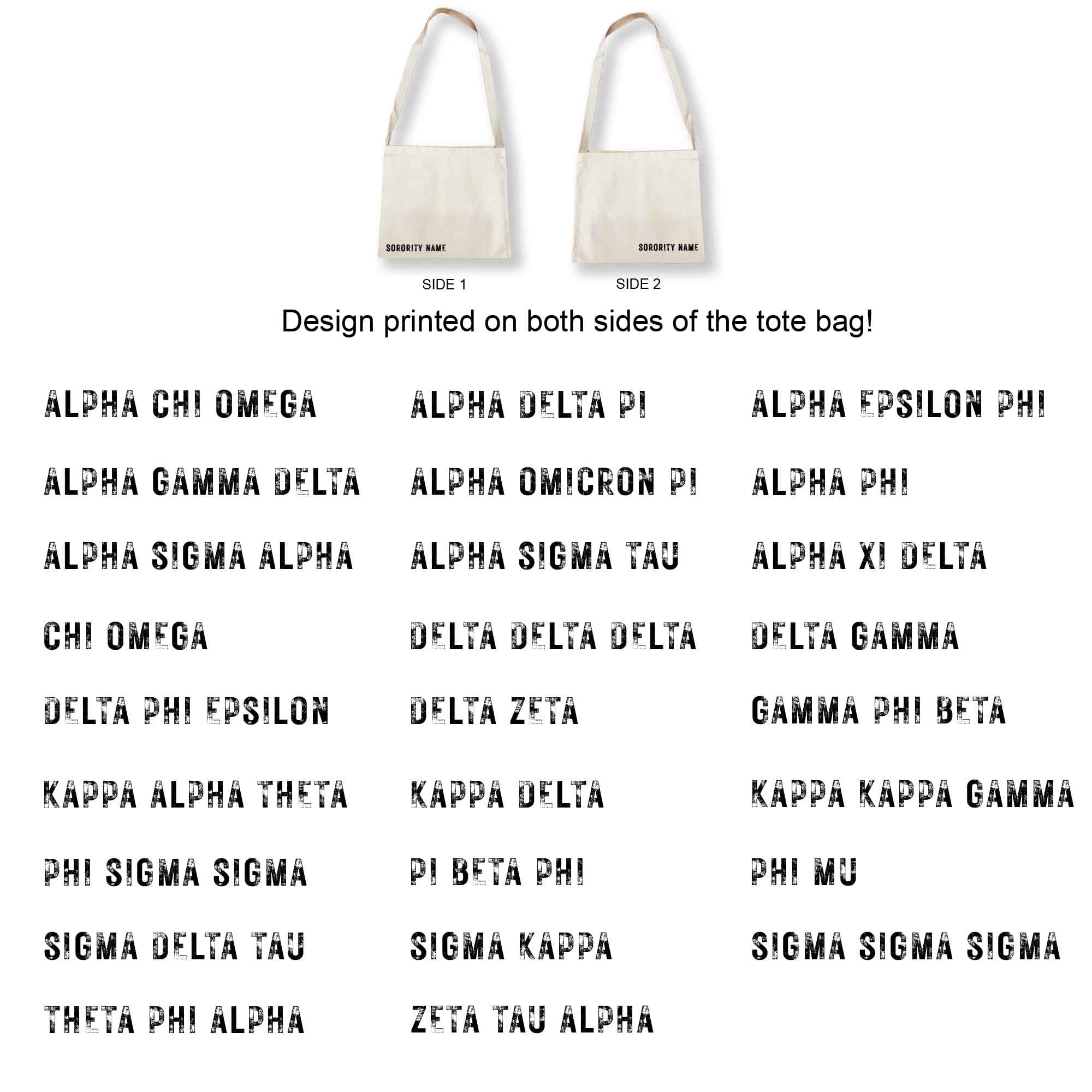 Sorority Messenger Tote Bag - Personalized Greek Letter Tote for College Sisters - Durable Cotton Market Bag for Sorority Events, Campus Life & Beach Outings