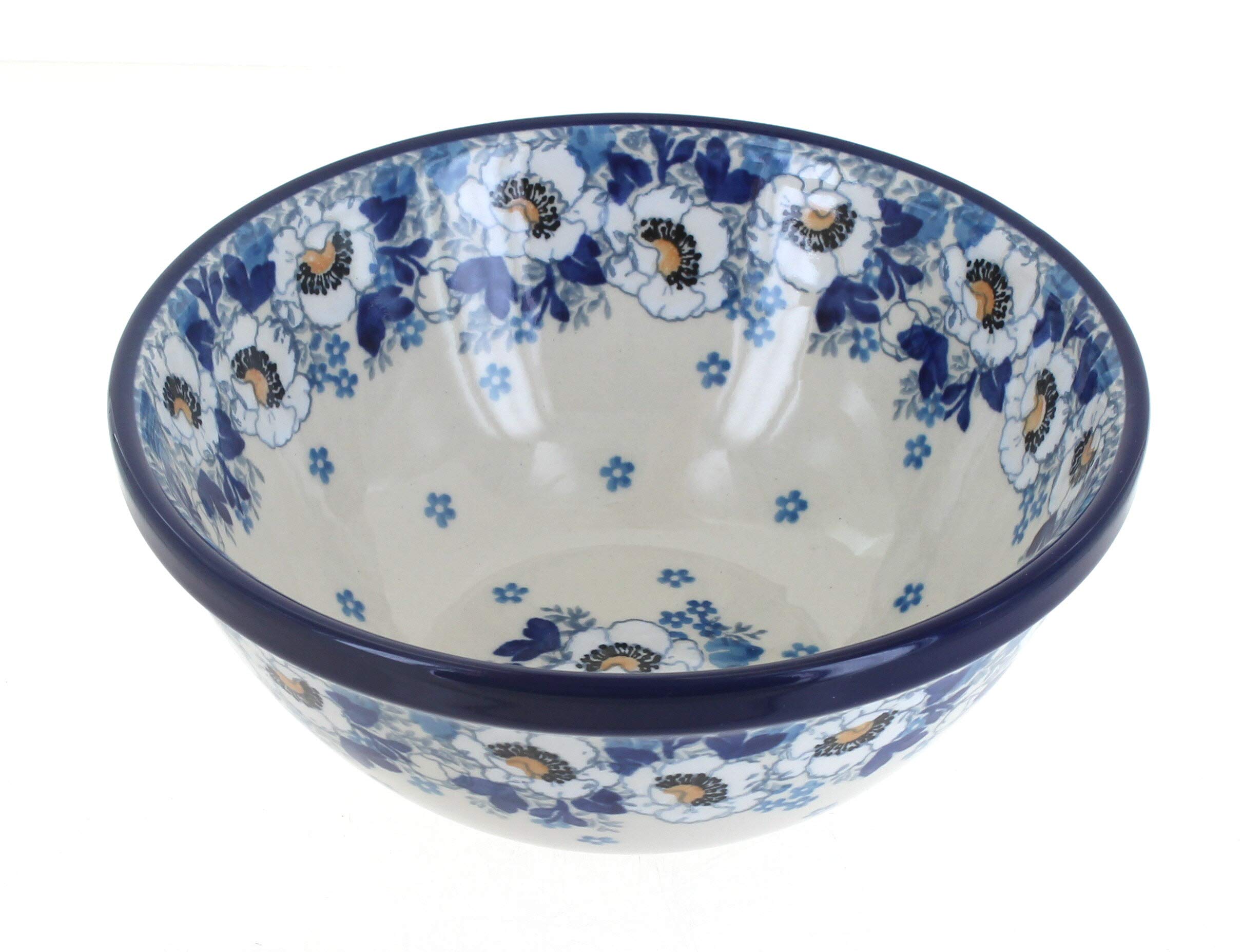 Handmade Blue Rose Polish Pottery Georgia Blue Ceramic Bowl for Cereal, Soup & Desserts – Perfect for Breakfast, Dining & Home Decor