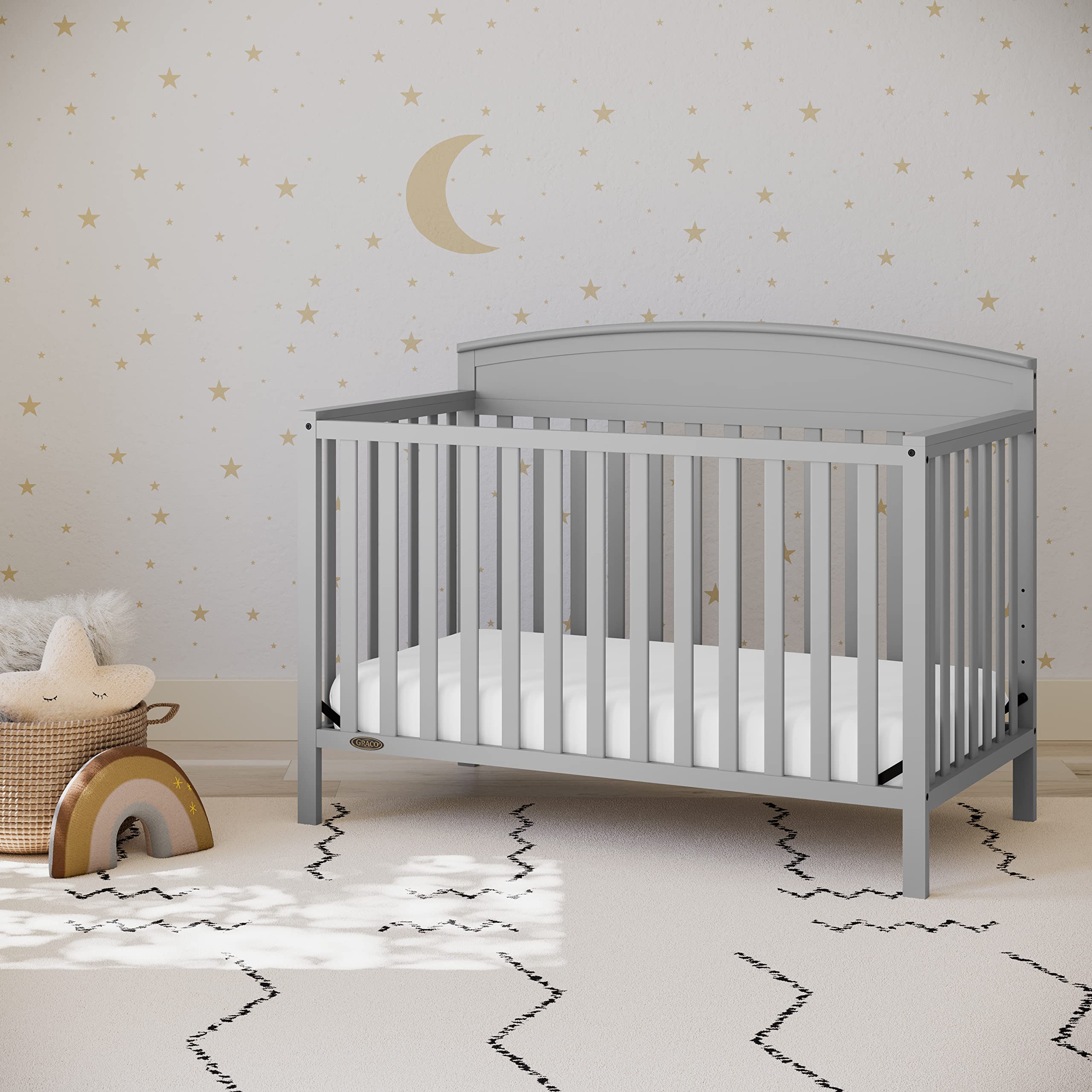 Graco Benton 5-in-1 Convertible Baby Crib in Pebble Gray – GREENGUARD Gold Certified, Converts to Toddler Bed, Daybed & Full Size Bed, Fits Standard Crib Mattress – Perfect for Nursery, Kids Room & Growing Families