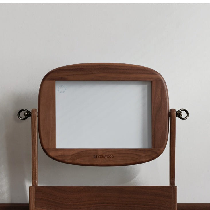 Premium Black Walnut Solid Wood Makeup Mirror & Jewelry Storage Box with 360° Rotation - Perfect for Vanity, Dressing Table, and Bathroom Organizer