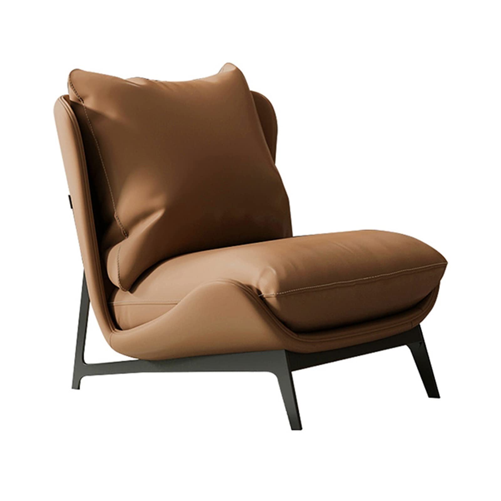 TOMYEUS Modern Single Sofa Chair - Genuine Leather & Fabric Upholstery, Comfortable Lounge Chair for Living Room, Bedroom, or Balcony (Color: 09) - Perfect for Relaxing, Reading & Small Space Decor