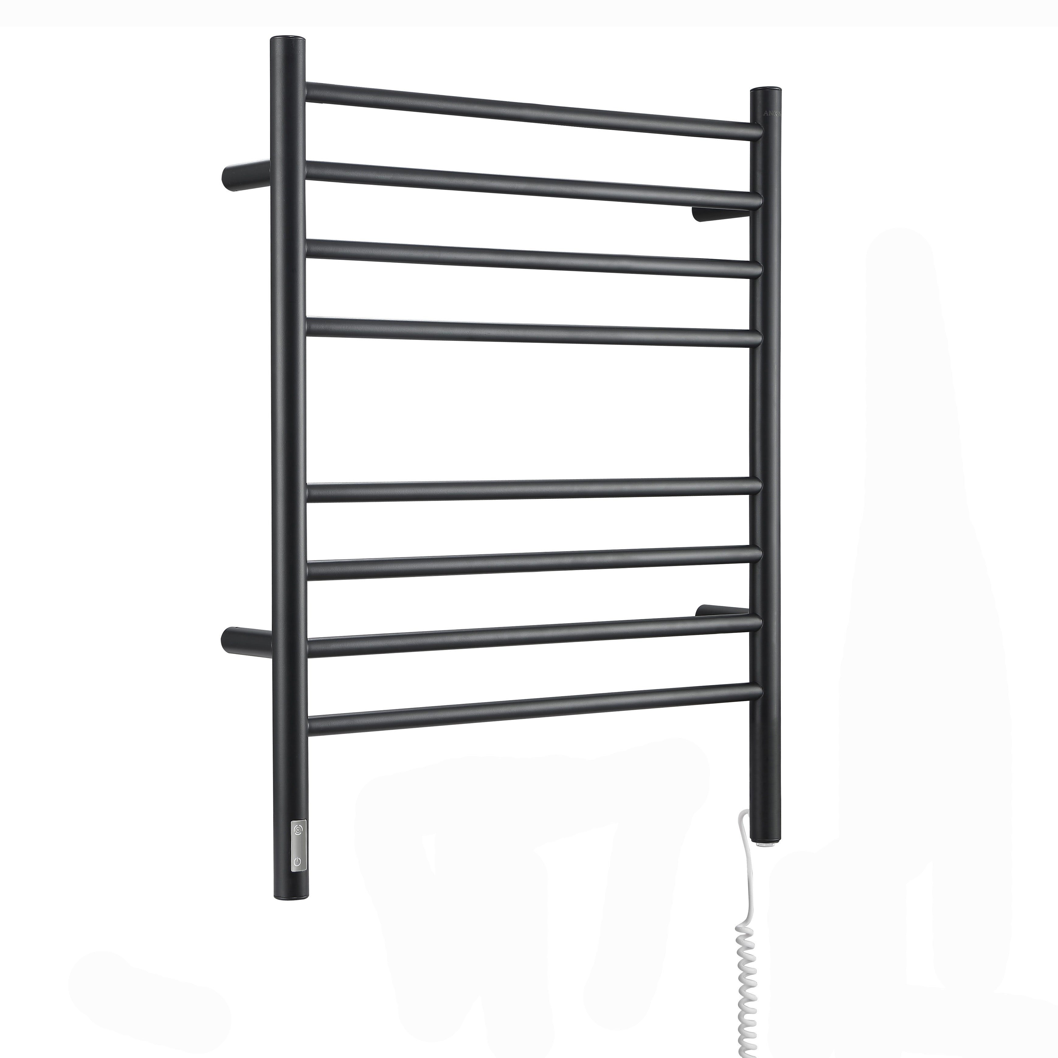 Prestige OBT 8 Bar Wall Mounted Towel Warmer with Built-in Timer - Matte Black Finish | Bathroom Luxury & Spa Experience