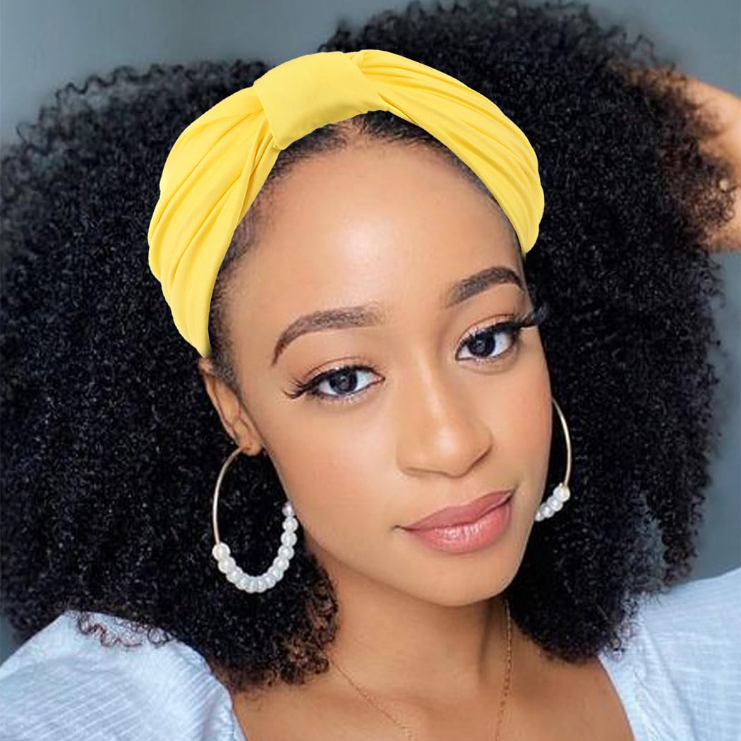 CAKURE Extra Wide Stretch Knotted Headbands for Women - 4 Pack, African Turban Style, Yoga Running Workout Hair Accessories | Perfect for Gym, Sports, and Everyday Fashion