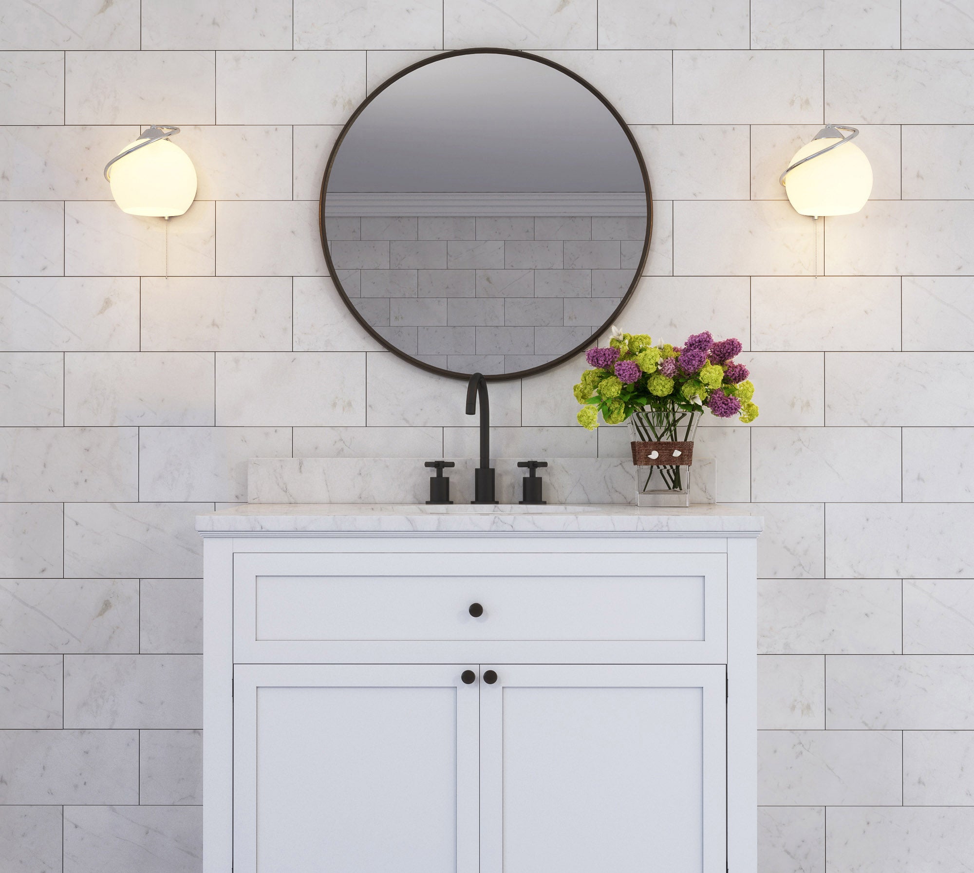 Ancona Prima 3 Widespread Double Handle Bathroom Faucet in Matte Black - Modern Matte Black Bathroom Sink Faucet for Vanity, Powder Room & Guest Bath - Easy Installation & Durable Finish