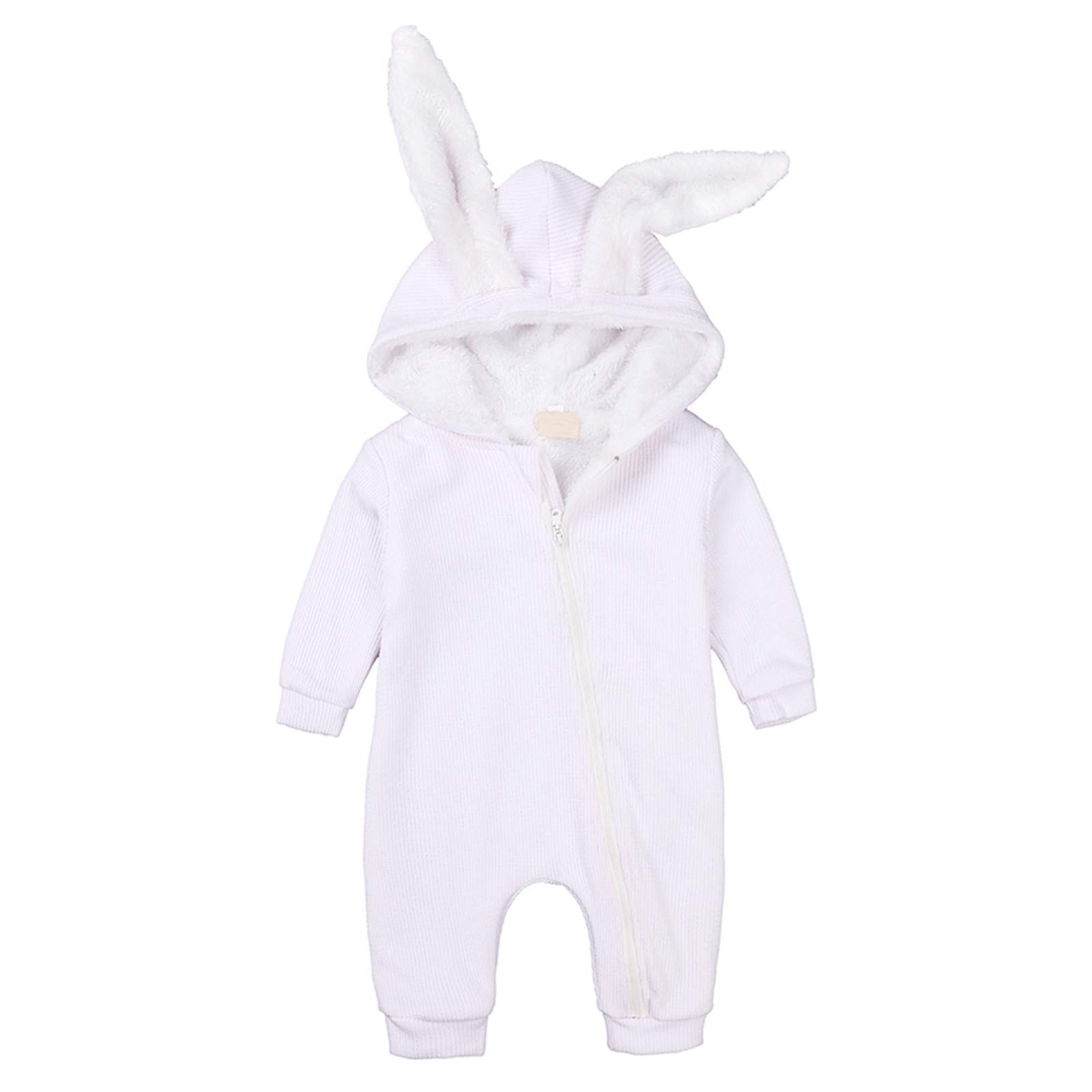 Baby Girl Newborn Essentials - Warm Thick Bunny Rabbit Romper Jumpsuit for Newborns & Infants - Perfect for Winter Outfits, Playtime & Photo Shoots
