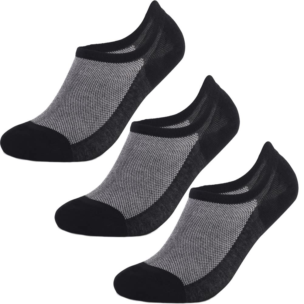 Arrebo 3 Pack Men's No Show Socks - Low Cut Ankle Athletic Socks with Non-Slip Grip for Running, Sneakers & Casual Wear | Breathable & Comfortable