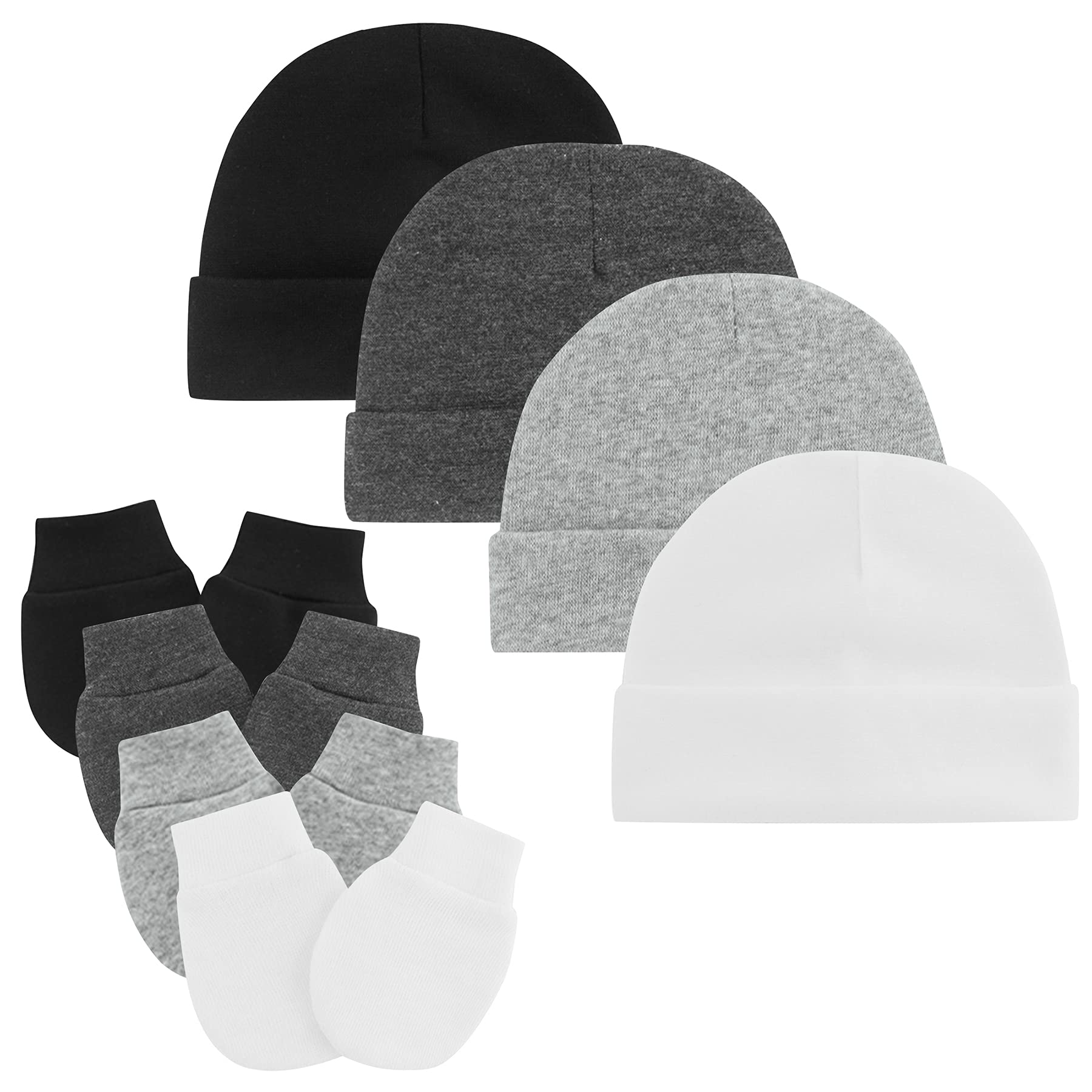 Zando Baby Hats and Mittens Set - Unisex Newborn Beanie Caps with Scratch Mittens for Infant Boys & Girls | Soft Hospital Hat for Newborns | Perfect for Winter, Photoshoots & Baby Showers
