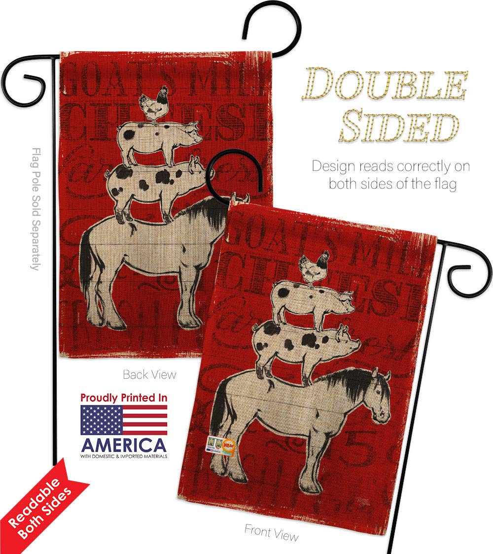 Farm Life Burlap Garden Flag Set - Double-Sided Barnyard Animals Decor for Yard & Home