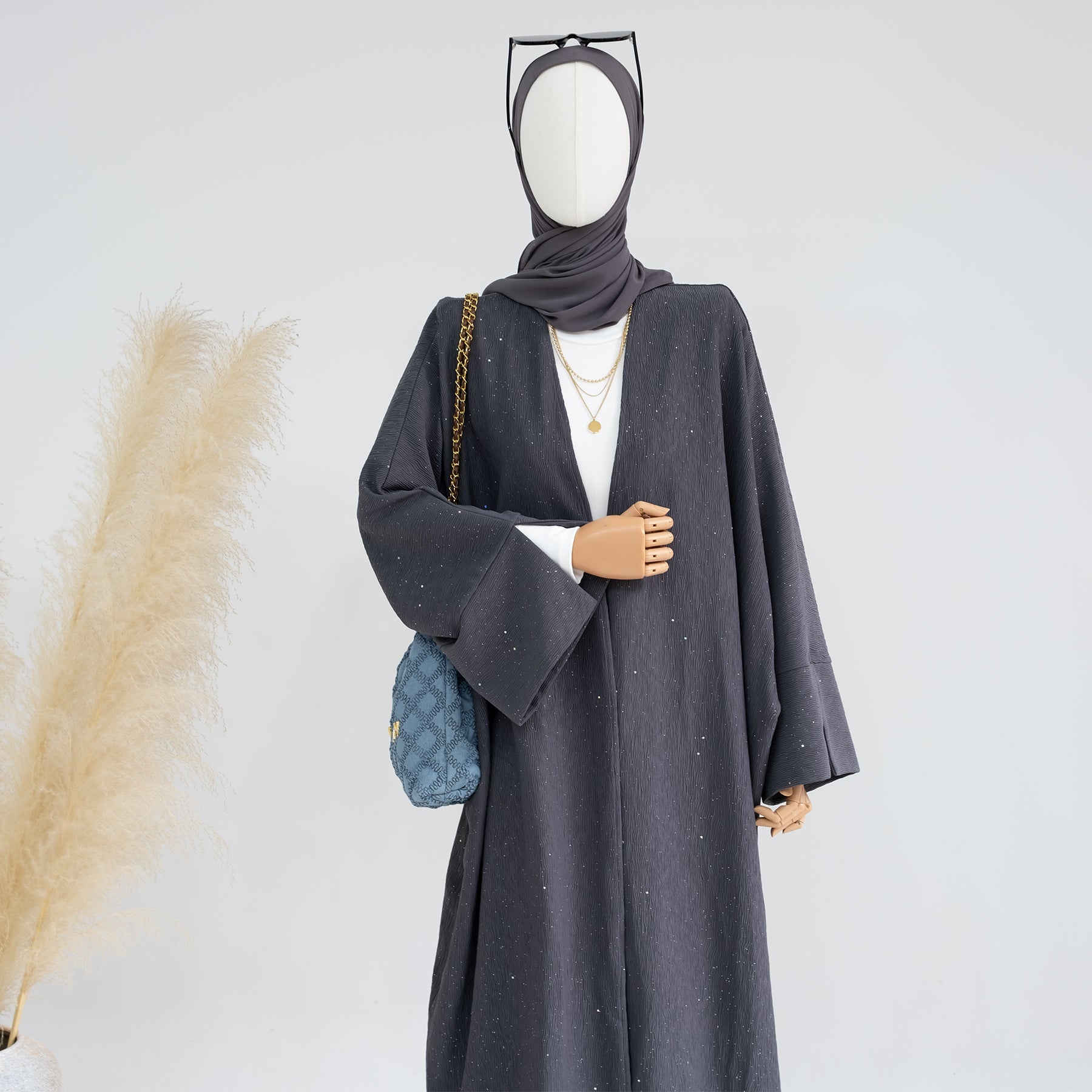 Dera Textured Fall Winter Duster Coat for Women - Gray Long Open Front Cardigan - Perfect for Office, Casual Outfits & Layering in Cold Weather