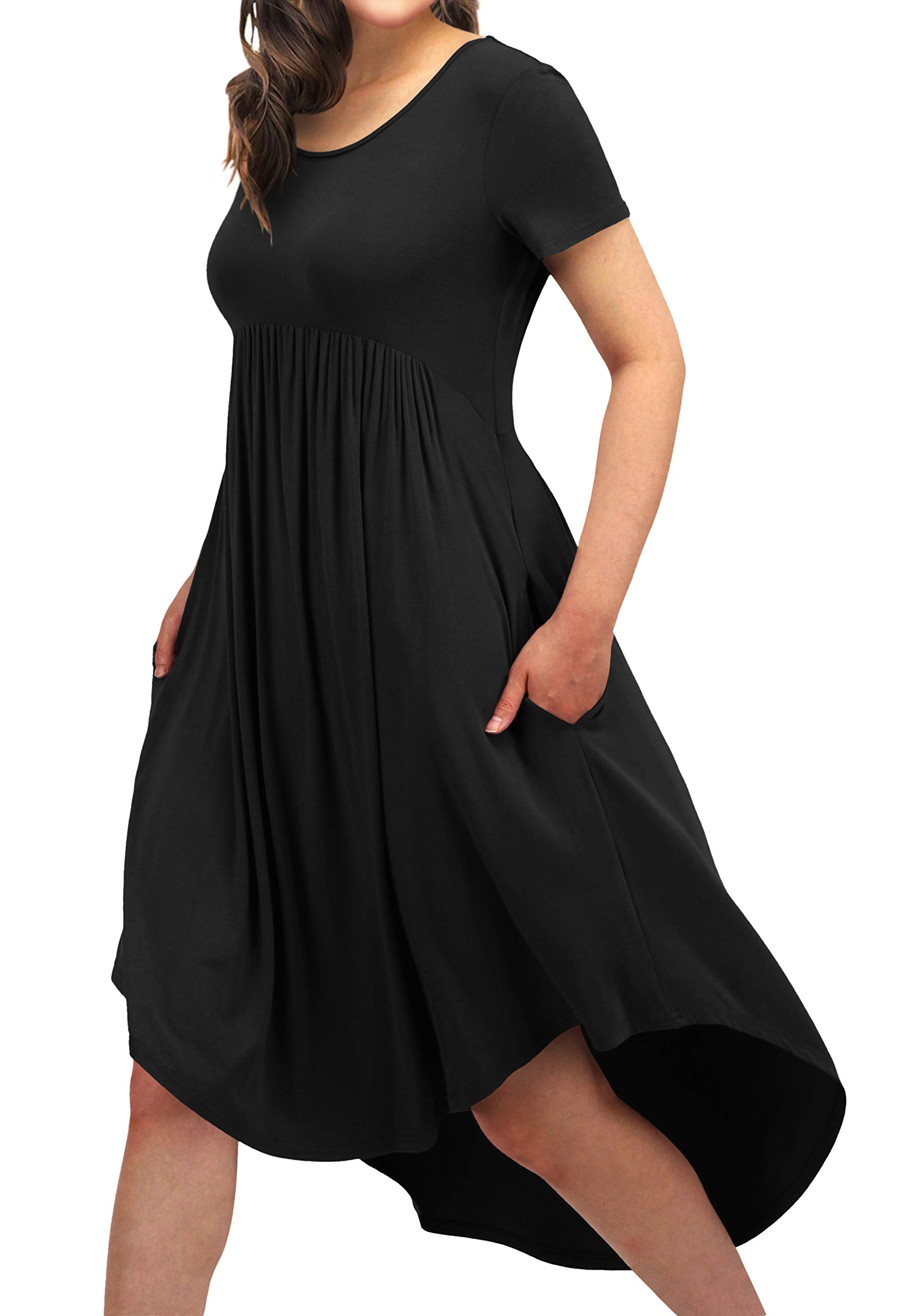 EASYDWELL Women's Casual Loose Comfortable Flowy T-Shirt Dress with Pockets - Perfect for Summer Outfits, Beach Wear, and Everyday Comfort