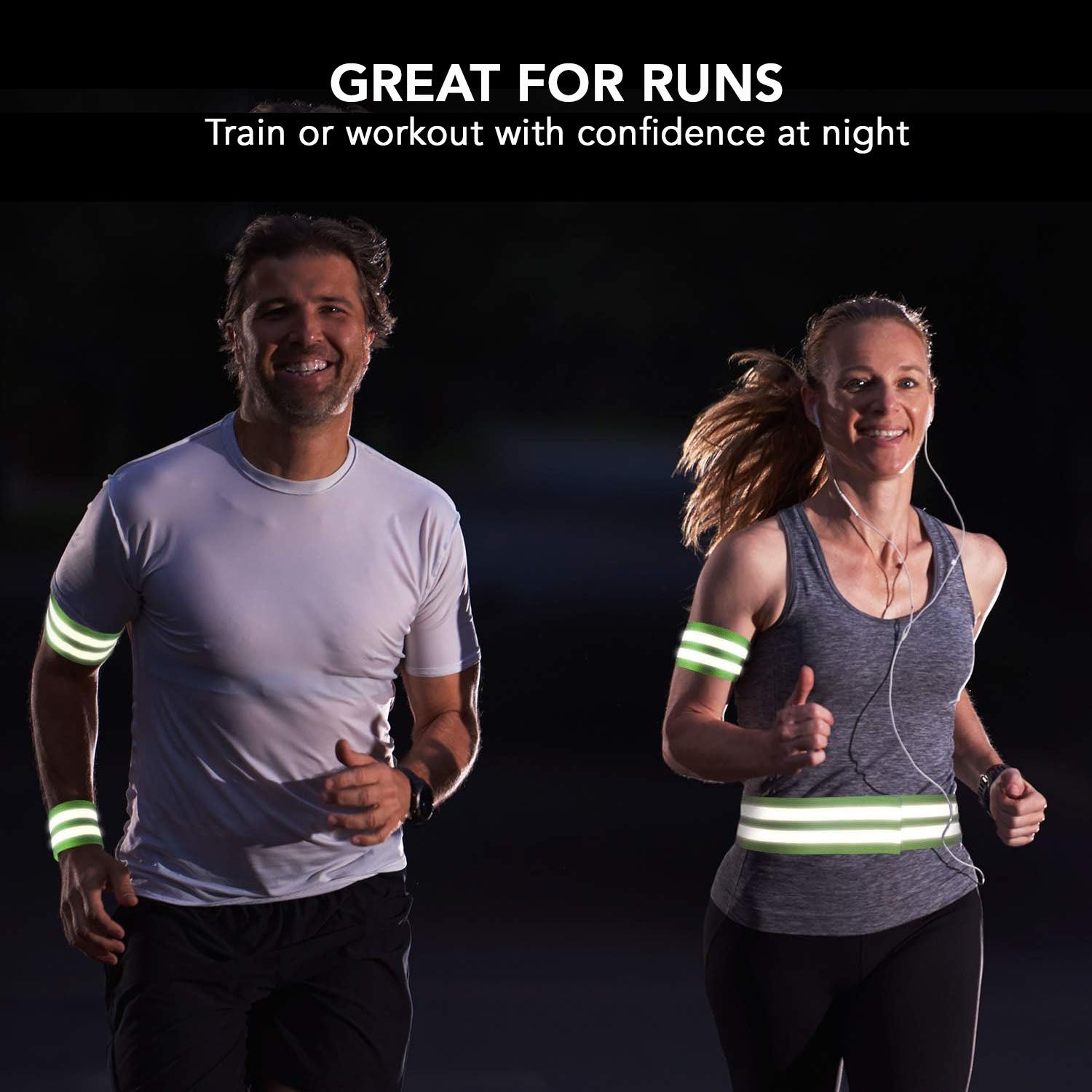 High Visibility Reflective Safety Bands for Wrist, Arm, Ankle & Leg - Reflective Gear with Adjustable Straps for Night Walking, Cycling, Running & Outdoor Activities