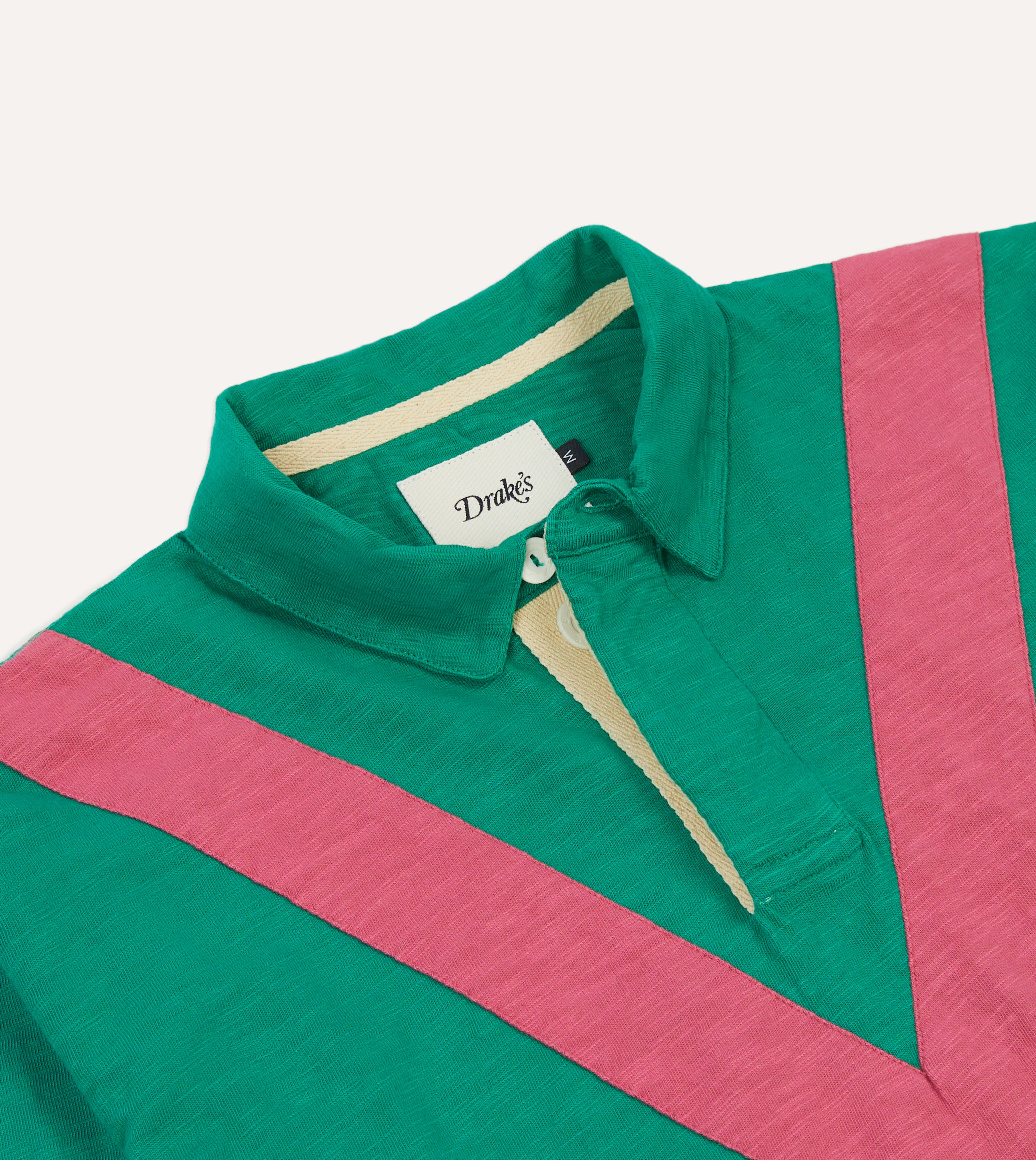Stylish Green and Pink Chevron Flamé Cotton Rugby Shirt for Men & Women - Trendy Casual Wear for Sports, Outdoors, and Everyday Fashion