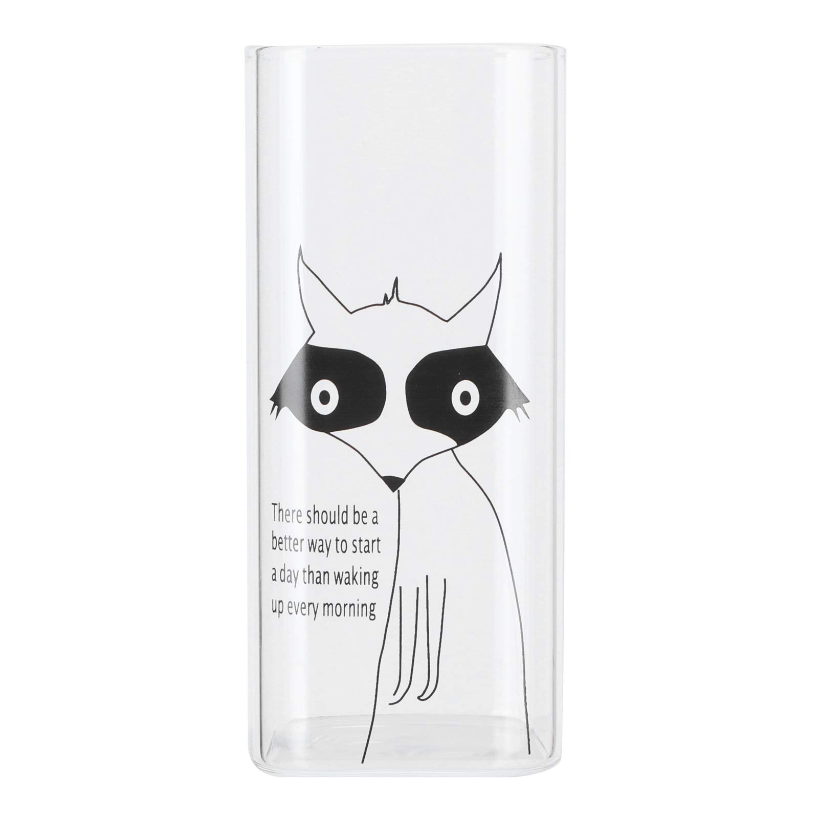 400ml Fox Printed Transparent Glass Mug - Milk Coffee Cup for Breakfast, Soft Drink & Hot Beverages - Durable Glass Material with Square Pattern - Perfect Gift for Family & Home Use