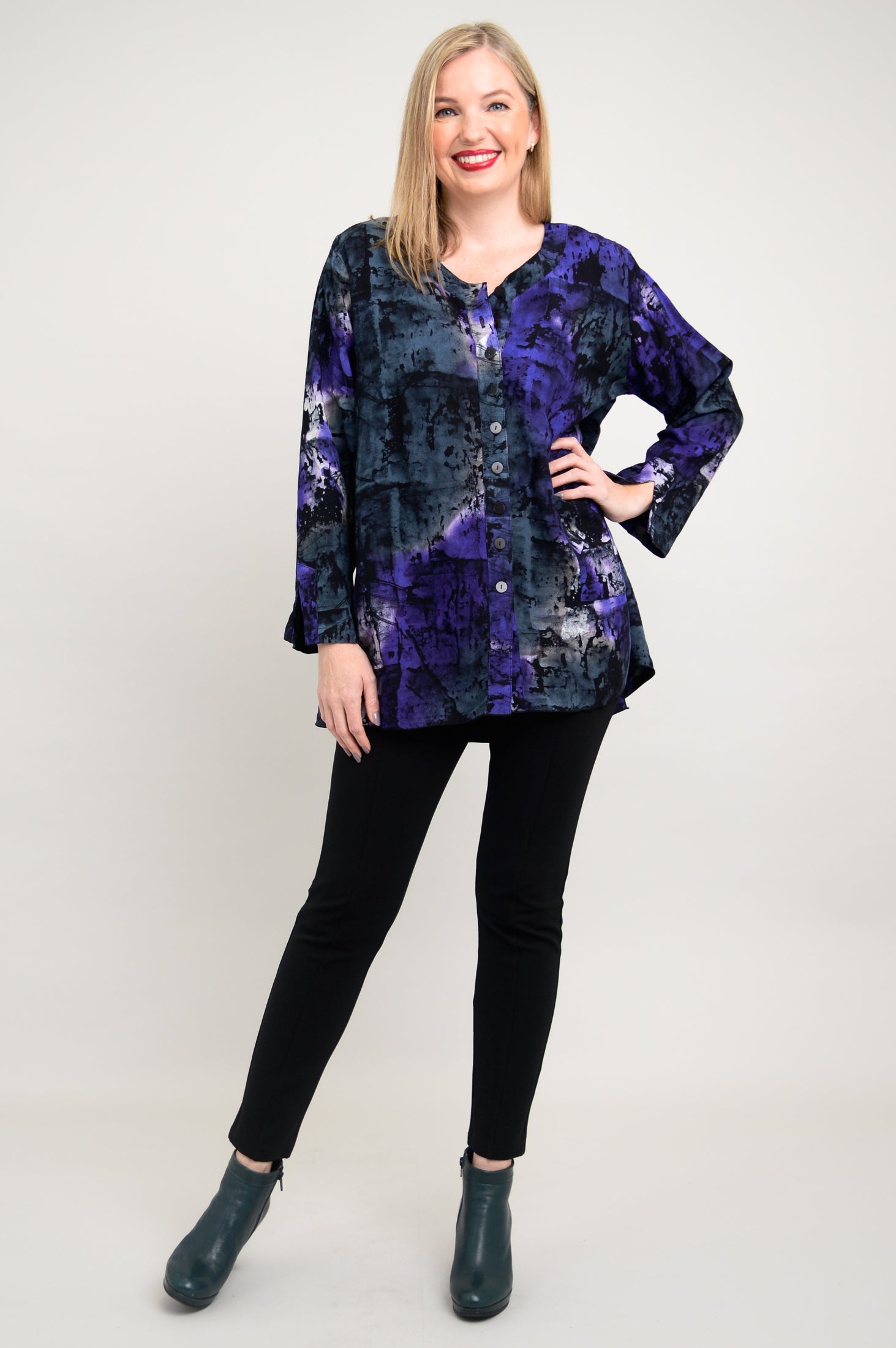 Carmel Blouse with Chakra Design - Boho Chic Women's Top for Yoga, Meditation & Spiritual Healing