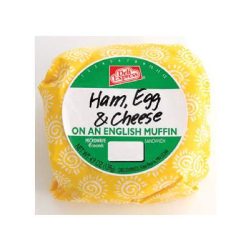 Deli Express Hot To Go Ham and Cheese Egg Muffin Sandwich - 4.9oz (14 Pack) - Perfect for Breakfast On-The-Go, Office Snacks & Quick Meals