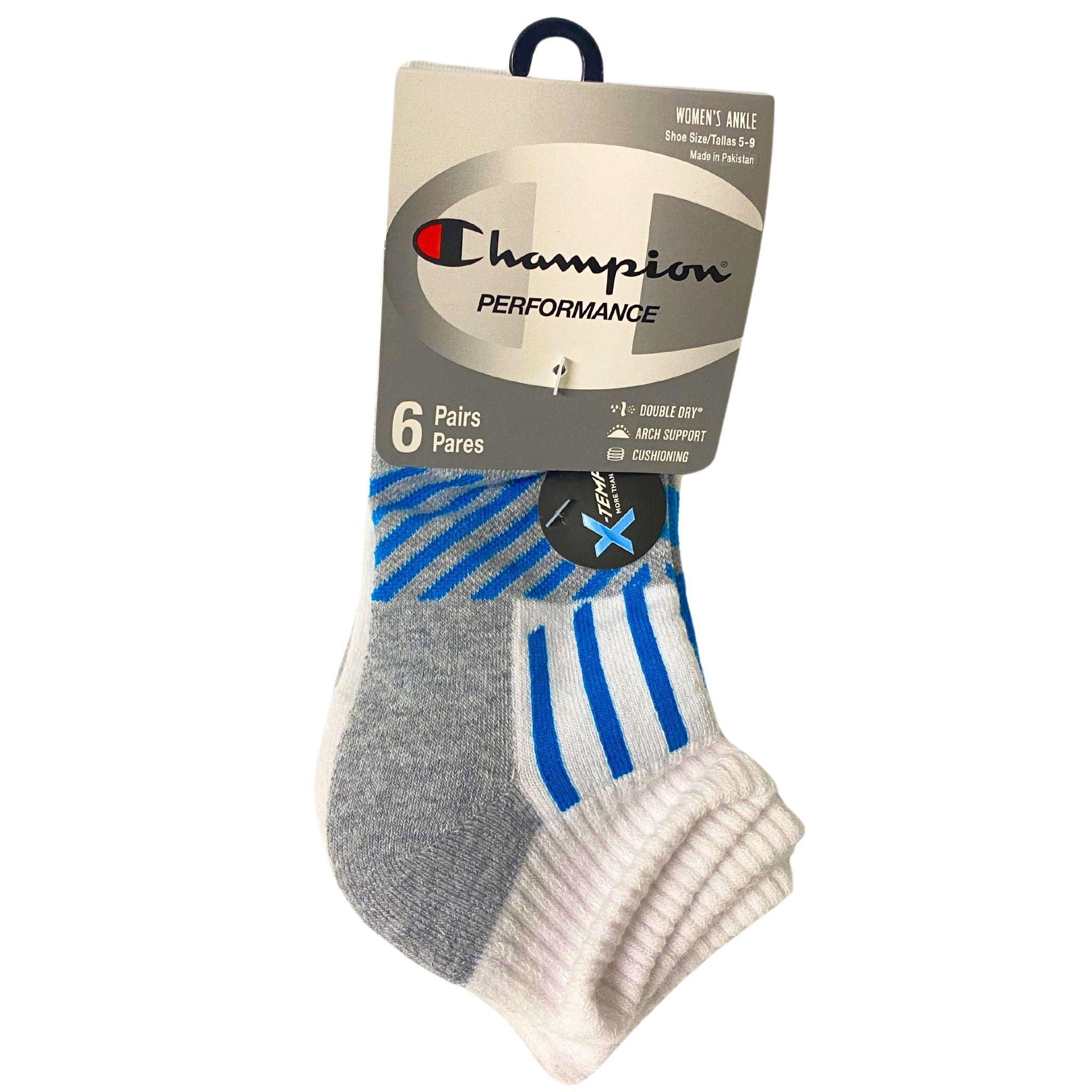 Champion Women's Double Dry Performance Socks - 6 Pairs per Pack (12 Packs per Case) - Ideal for Running, Gym Workouts & Everyday Comfort