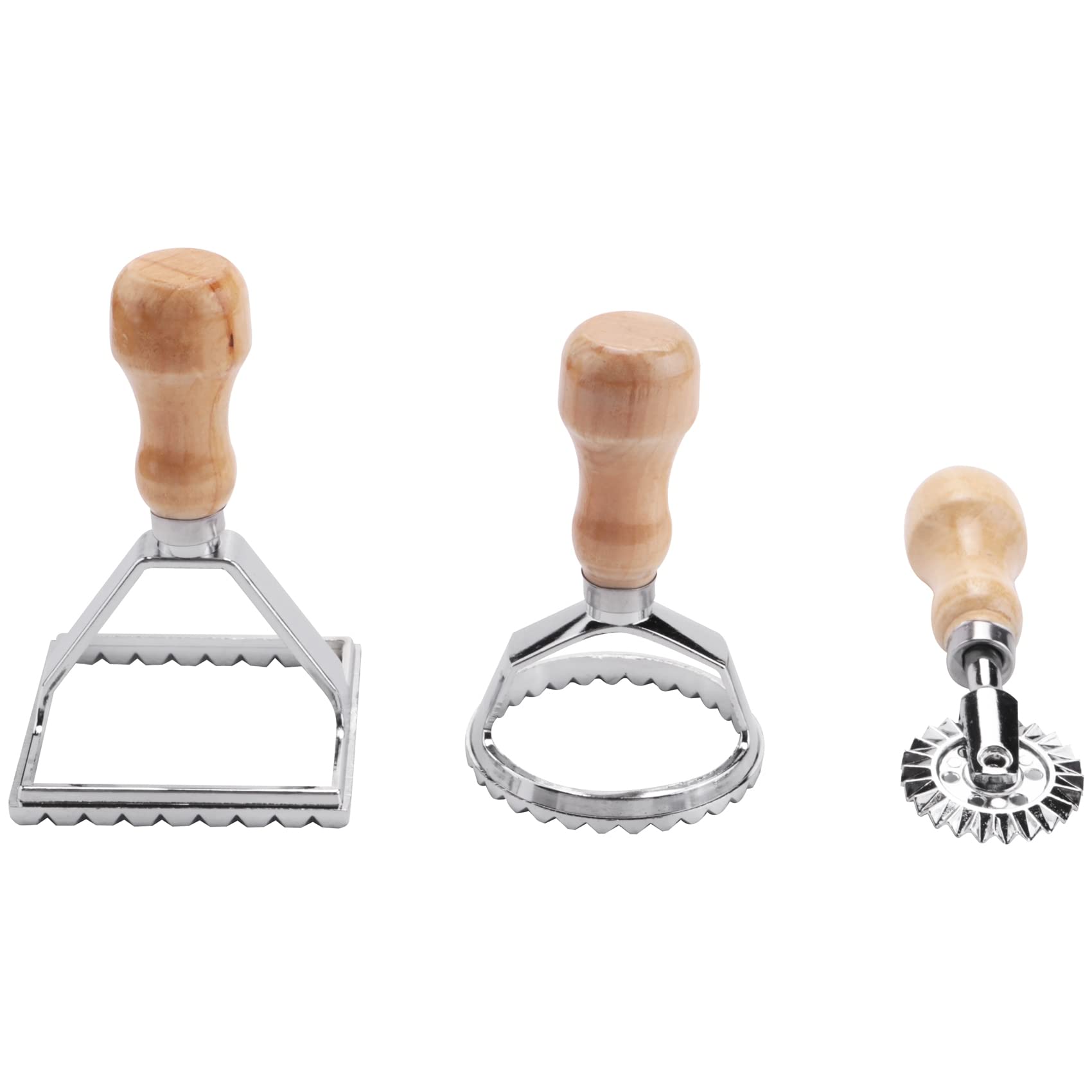 Aduoke Ravioli Stamp Maker & Cutter Set with Roller Wheel - Wooden Handle Pasta Press for Fluted Edges - Perfect for Homemade Pasta, Dumplings & Italian Cuisine