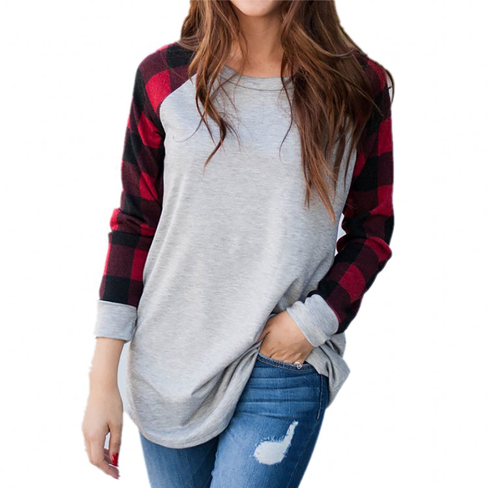 Trendy Women's Long Sleeve Graphic Printed T-Shirts - Casual Fall Work & Going Out Tops - Perfect for Office Wear, Weekend Outings, and Seasonal Layering