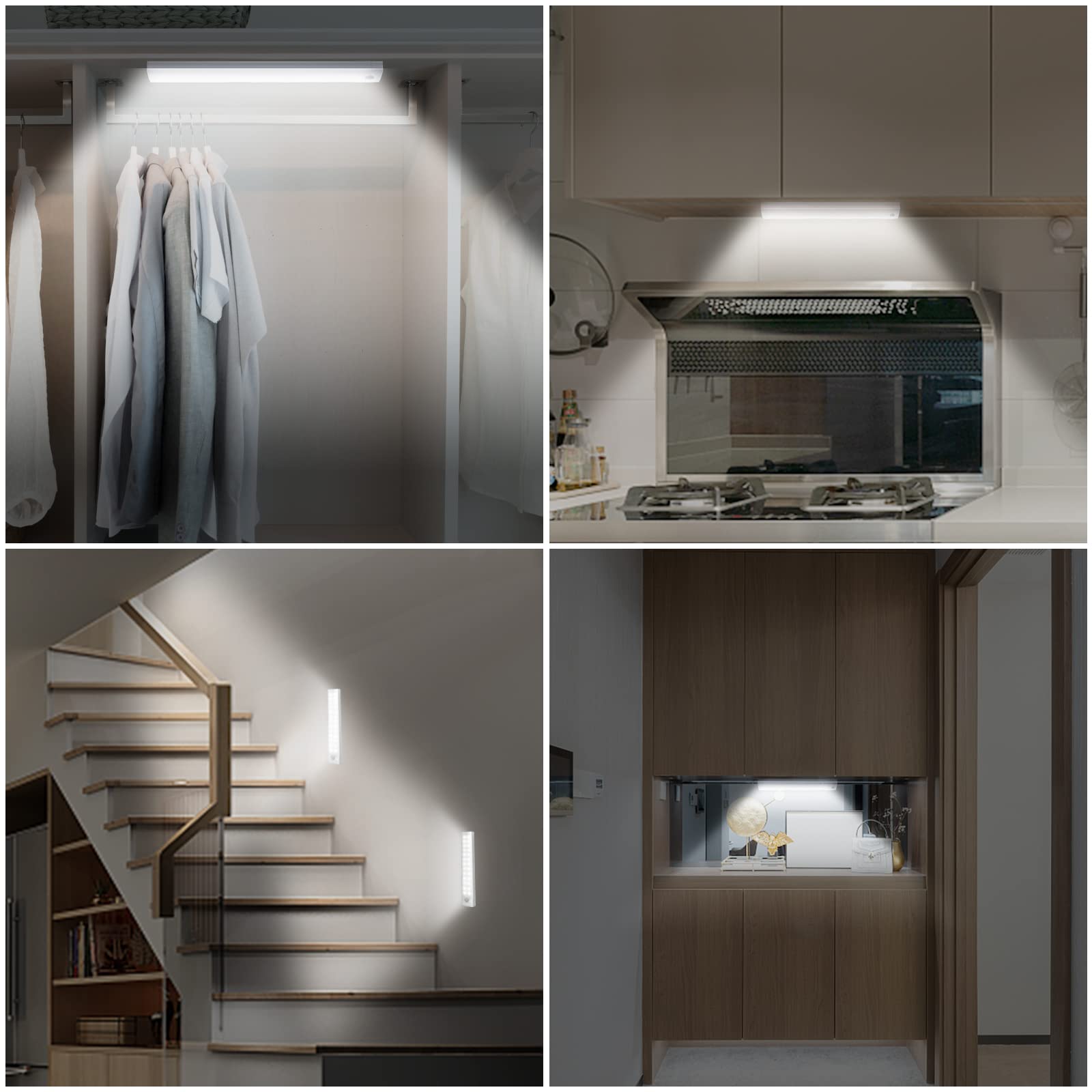 USB Rechargeable Motion Sensor Night Light - Dimmable Indoor Cabinet Lighting for Kitchen, Wardrobe, Closet, Staircase & Hallway | Energy-Efficient LED Lamp for Home Safety & Convenience