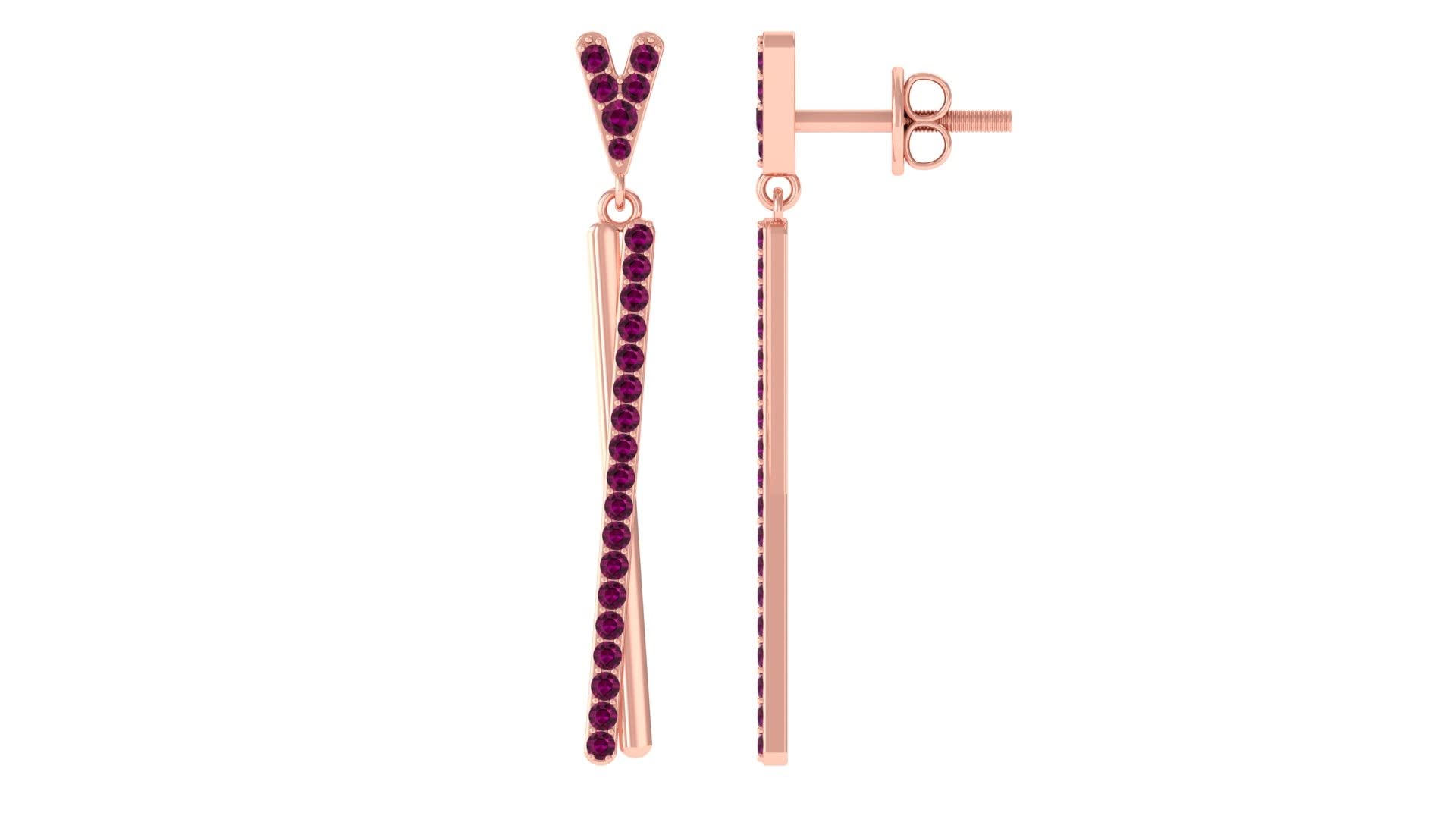 3/4 CT Rhodolite Dangle Earrings for Women - 14K Solid Gold Minimalist Gemstone Jewelry - Perfect for Weddings, Parties & Everyday Elegance