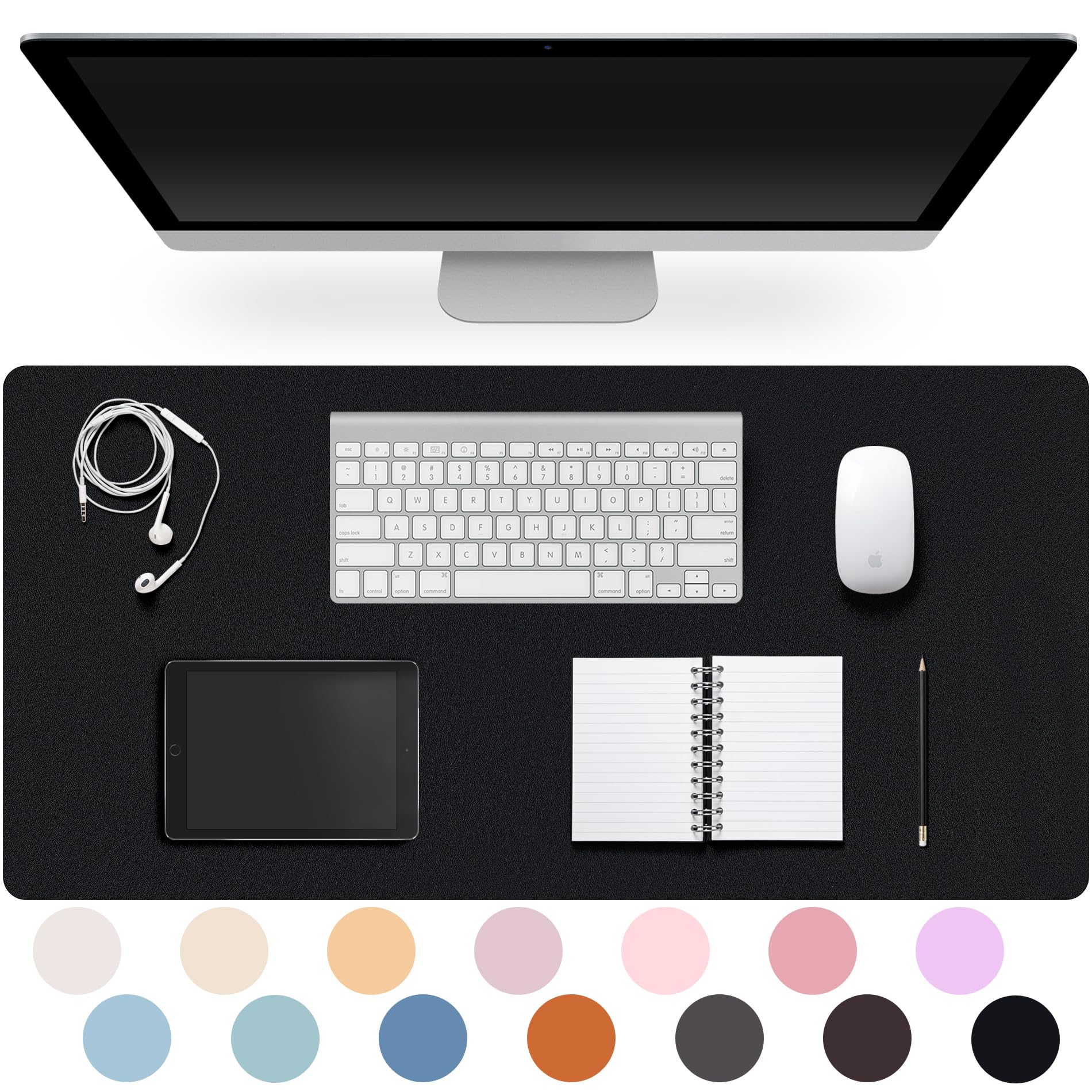 Premium Non-Slip PU Leather Desk Pad Protector - Large 23.6