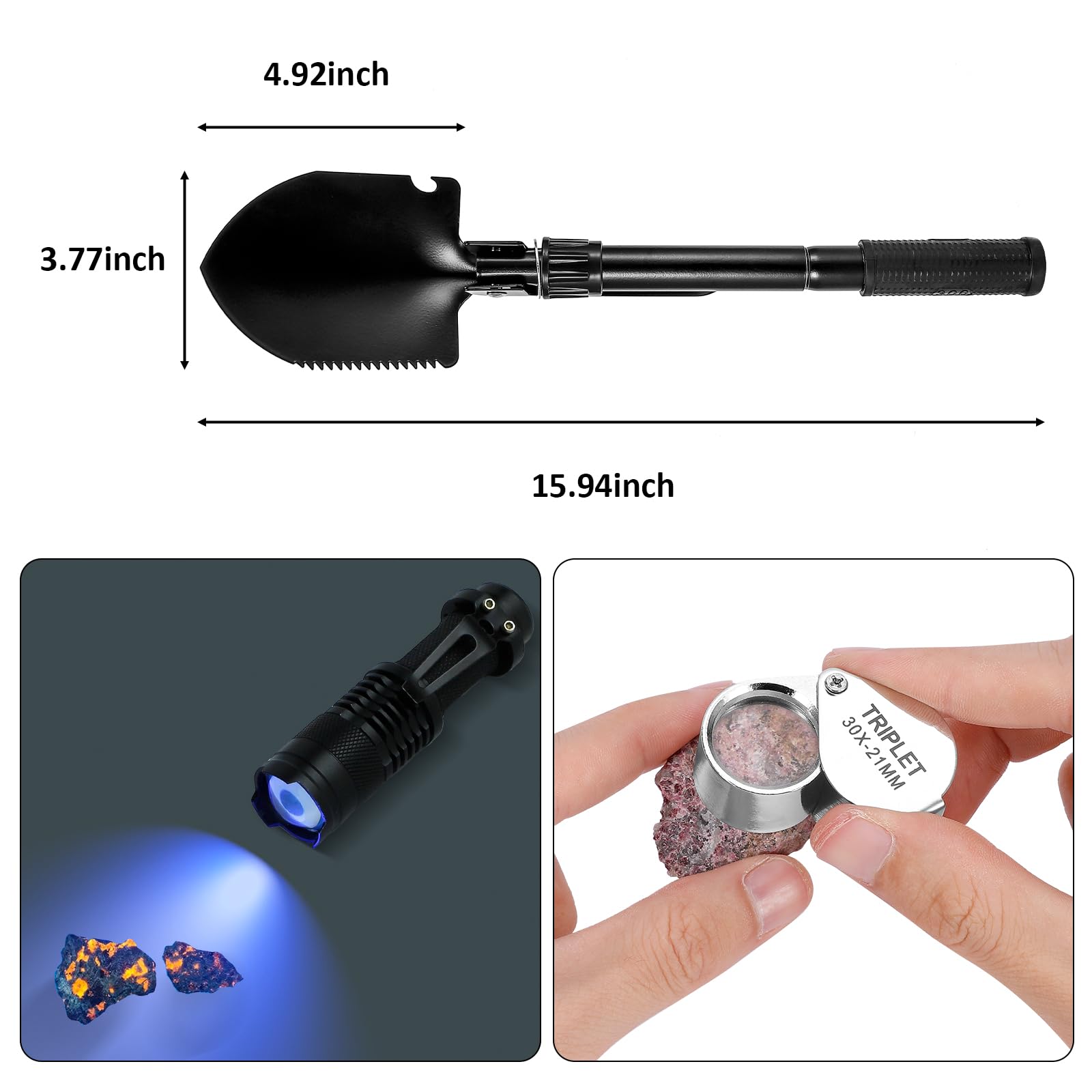 25-Piece Geology Rock Pick Equipment Kit with 28oz Hammer, 12