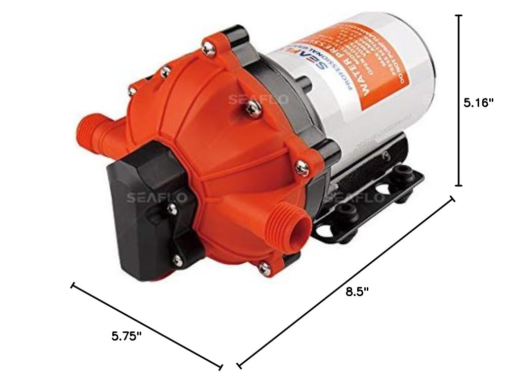 SEAFLO 55-Series 12V DC Washdown Pump Kit - 5.5 GPM, 60 PSI, Self-Priming Marine Water Pump with Adjustable Pressure Switch & Coiled Hose - High Flow Pressure Washer for RV, Boat, Off-Grid, and Outdoor Cleaning Applications