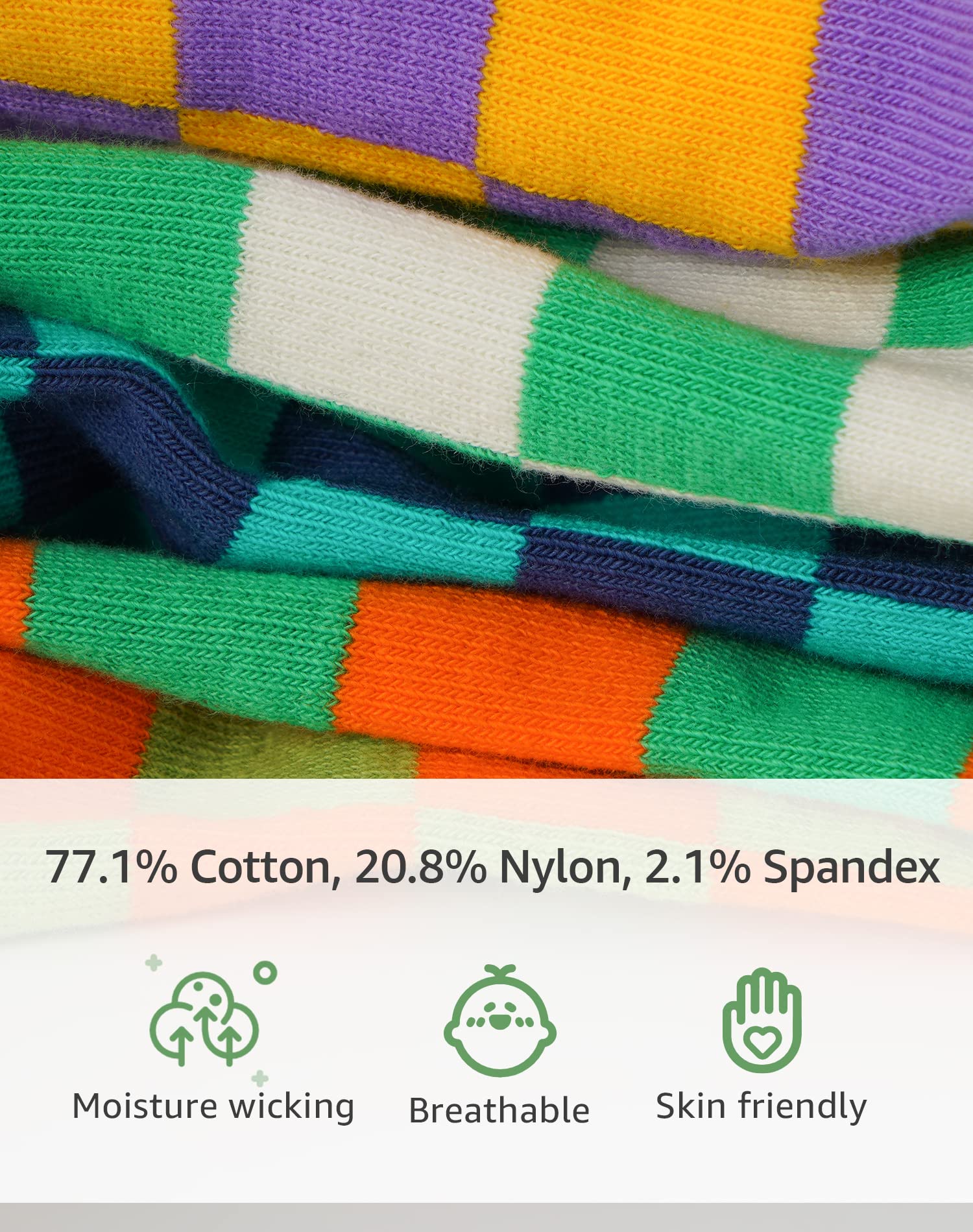 INNERSY Kids Boys Girls Cotton Socks - 5 Pairs Colorful Checkered Crew Socks for Teens | Soft Comfortable School & Casual Wear Socks for Boys and Girls