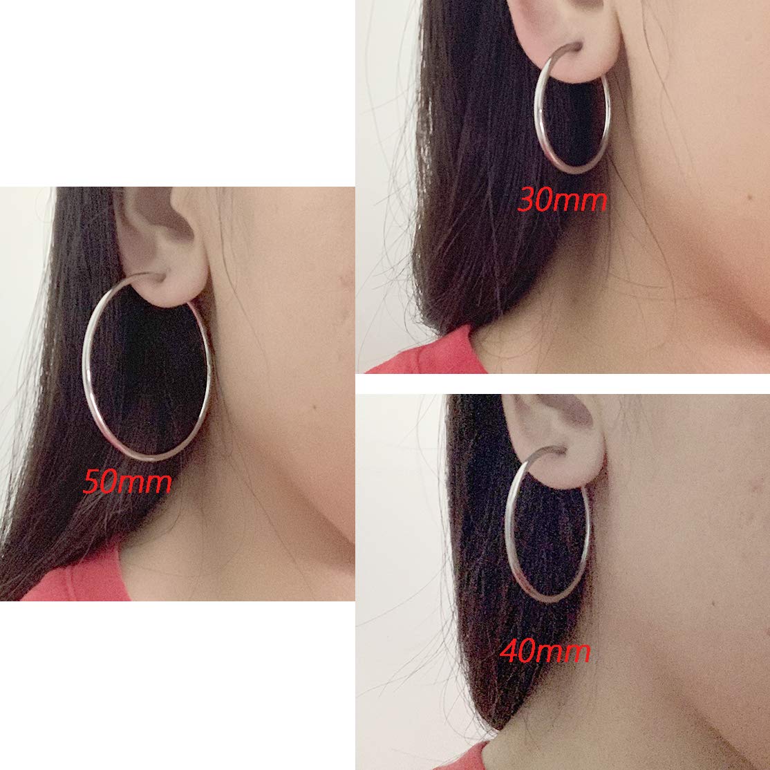 Stainless Steel Big Clip On Spring Hoop Earrings 3 Pcs Set - Gunmetal Tone Jewelry for Women, Girls | Perfect for Parties, Weddings & Everyday Wear
