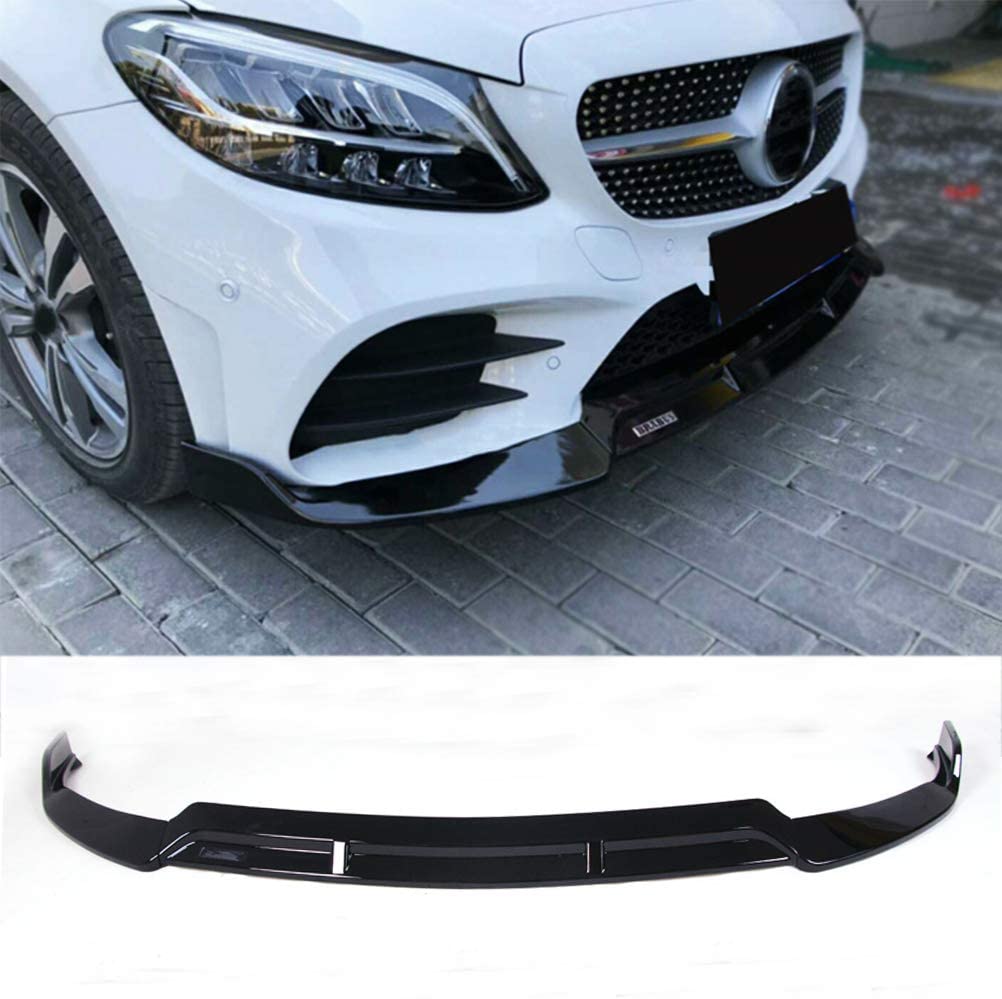 2015-2018 Mercedes Benz W205 C Class Front Bumper Lip - Glossy Black Polyurethane 3PC Splitter for Enhanced Aerodynamics & Sporty Look | Perfect for Car Enthusiasts & Street Racing