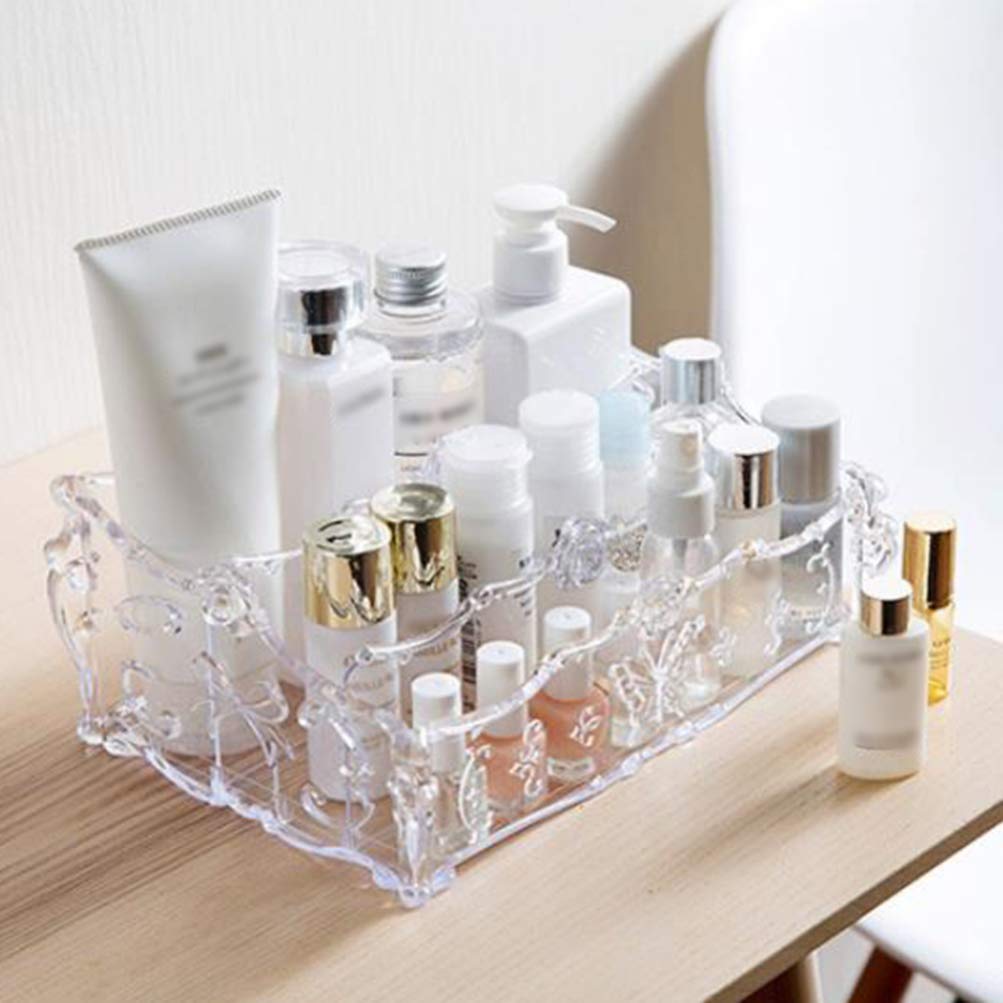 NUOBESTY Clear Acrylic Desktop Organizer - Cosmetic & Jewelry Storage Case for Lipstick, Makeup Palette - Perfect for Vanity, Bathroom & Office Organization