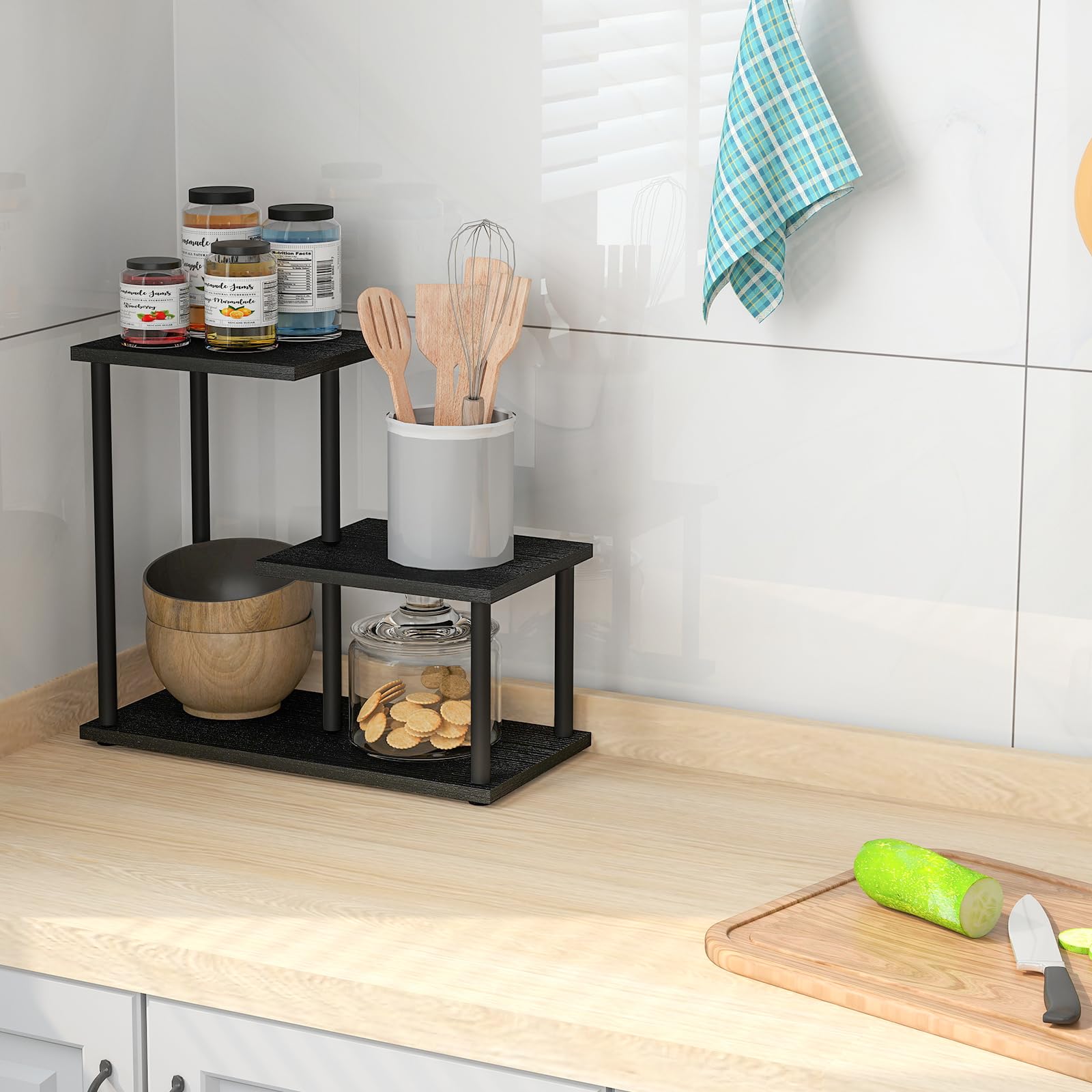 Wooden Desk Shelf Riser - Office & Kitchen Organizer with Display Stand for Books, Decor & Accessories | Perfect for Home Office, Study Desk & Countertop Organization