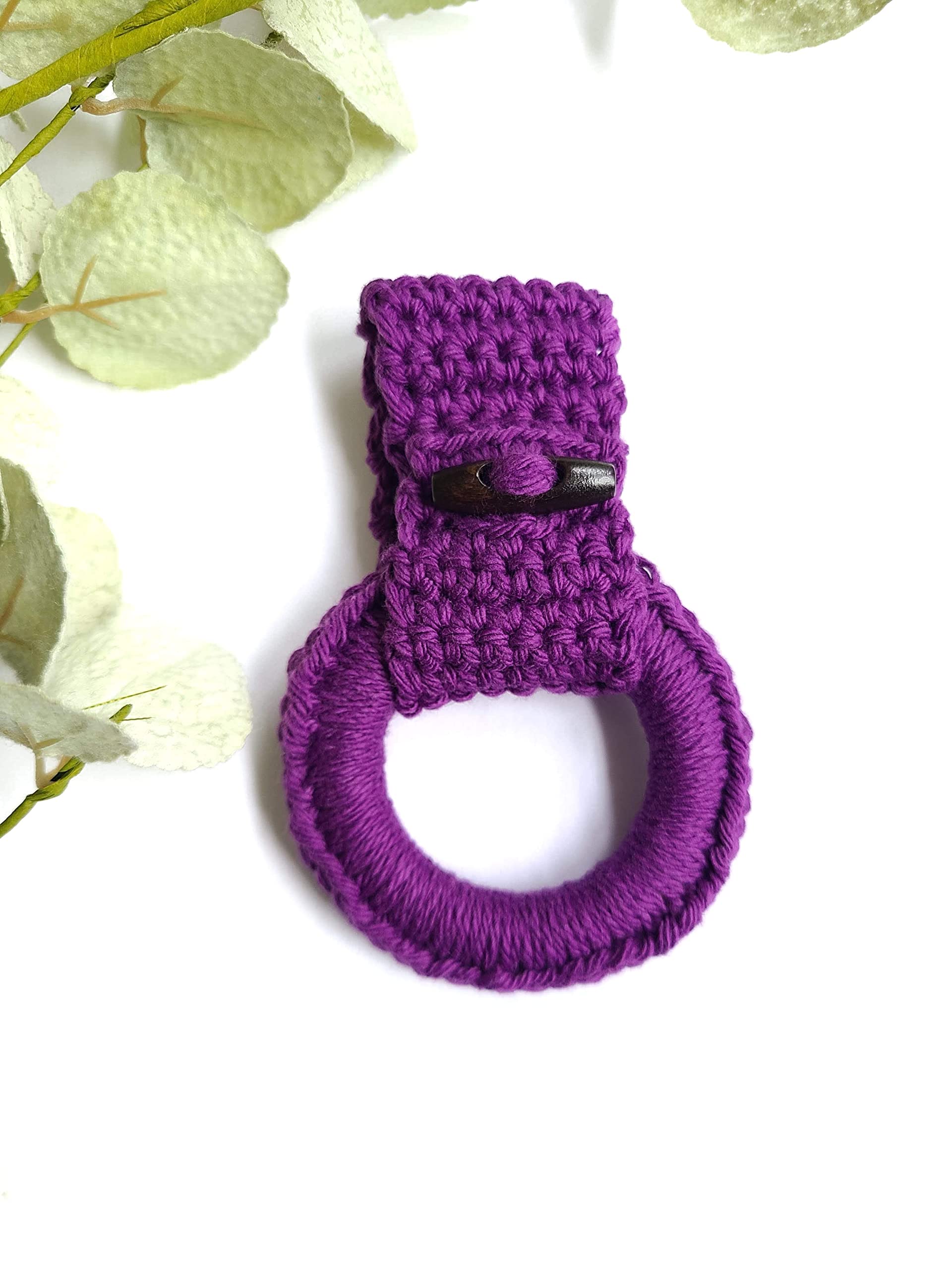 Stainless Steel Hanging Kitchen Towel Ring - Durable Kitchen Towel Holder with Hanging Loop - Unique Housewarming Gift for Kitchen (Purple) - Perfect for Organizing Dish Towels Near Sink or Stove