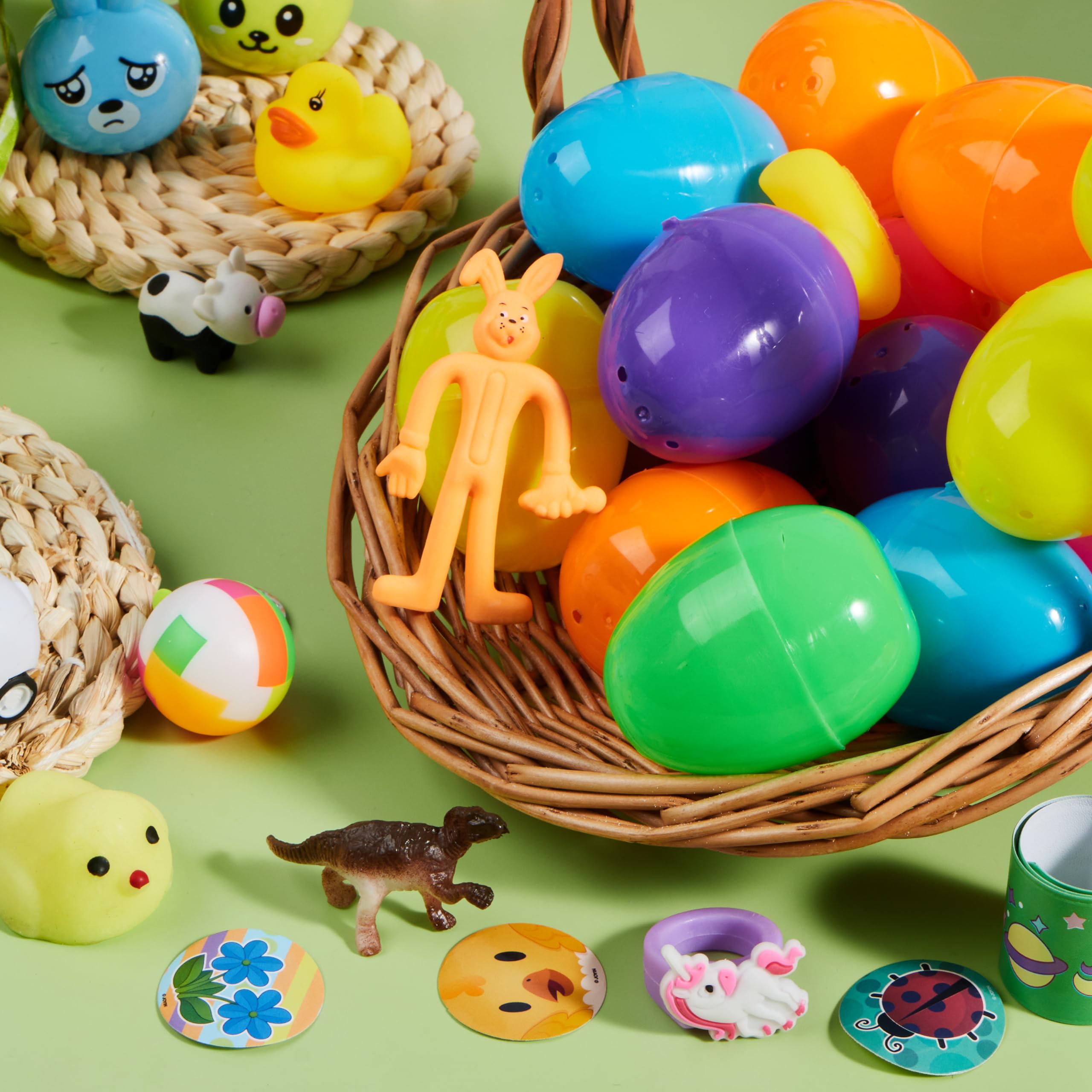 JOYIN 200 Pcs Prefilled Easter Eggs with Assorted Toys & Stickers - Easter Egg Hunt Party Supplies for Kids, Boys & Girls - Basket Stuffers, Party Favors for Easter Celebrations, Classroom Activities & Birthday Gifts