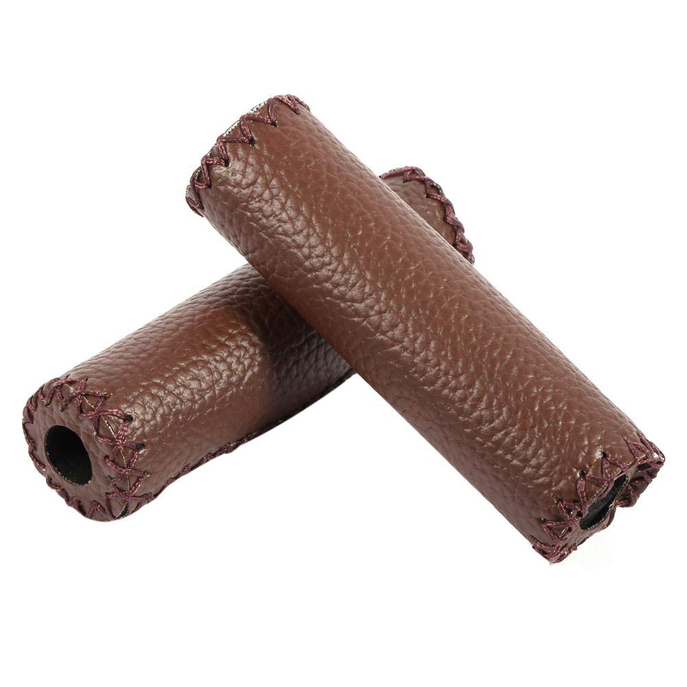 Premium Bike Handlebar Grips - 1 Pair Retro Faux Leather Mountain & Road Bicycle Grips (Coffee Brown) for Comfortable Cycling, Commuting & Outdoor Adventures