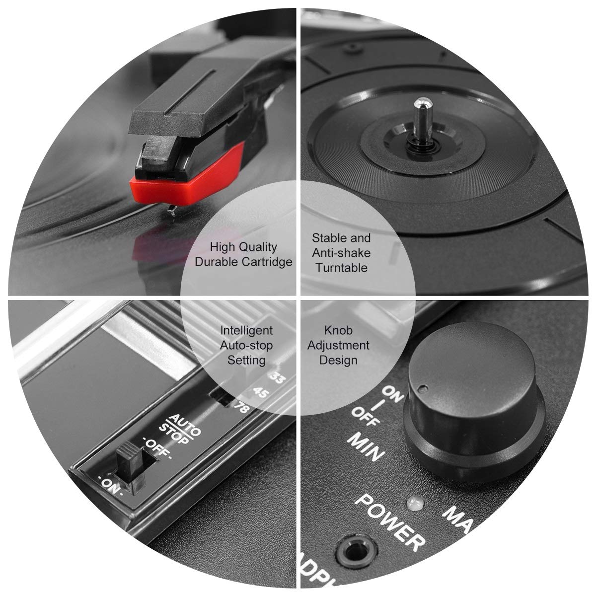 复古三速黑胶唱片机带立体声扬声器，支持USB、RCA输出、耳机插孔、MP3和手机音乐播放，手提箱设计，红色款，适合家庭聚会、生日礼物、节日送礼和女性礼物