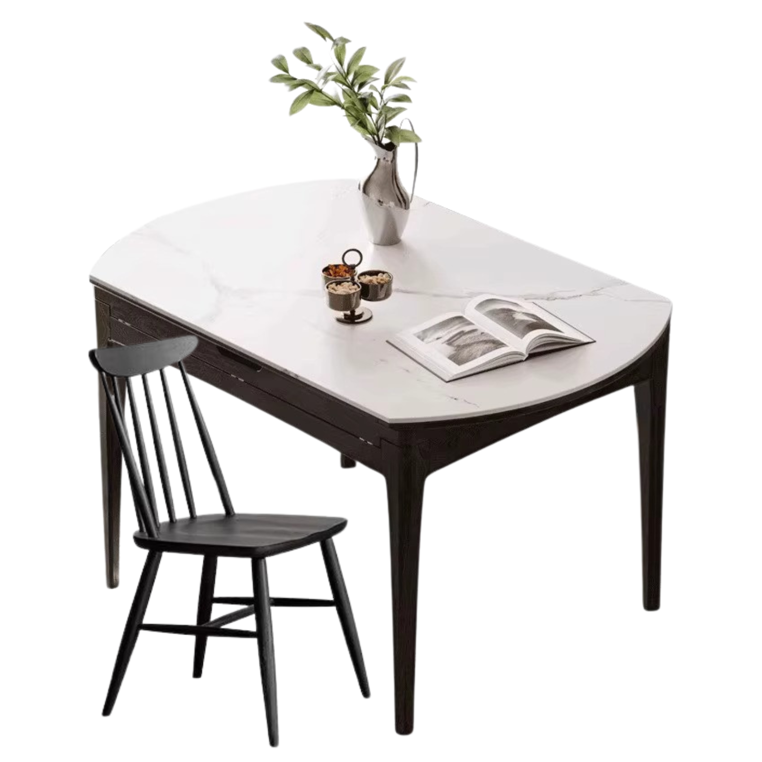 Solid Oak Wood Folding Dining Table - Light Luxury Rock Slab Design for Small Spaces, Apartments & Outdoor Dining | Durable & Stylish Home Furniture