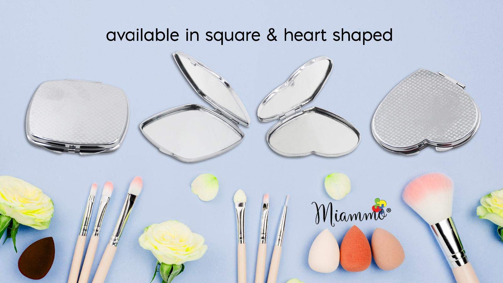 Fox Sitting Makeup Statement Folding Compact Pocket Mirror - Silver Square Shape for Travel, Home & Gift
