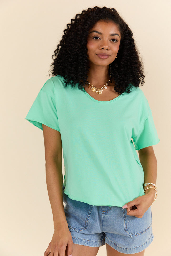 Firm Foundation Green Scoop Neck T-Shirt for Women - Soft Cotton Casual Tee | Perfect for Everyday Wear, Layering & Outfits