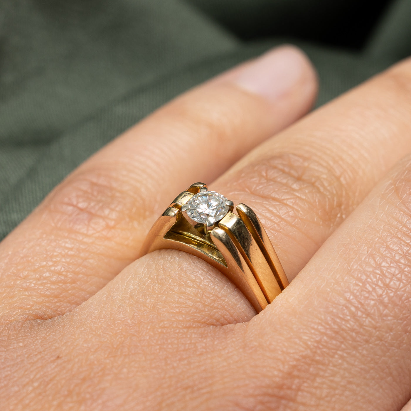 0.43ct Solitaire High Set Diamond Engagement Ring for Women, Size 6.5 - Elegant Grooved Band for Weddings, Proposals & Anniversary Gifts