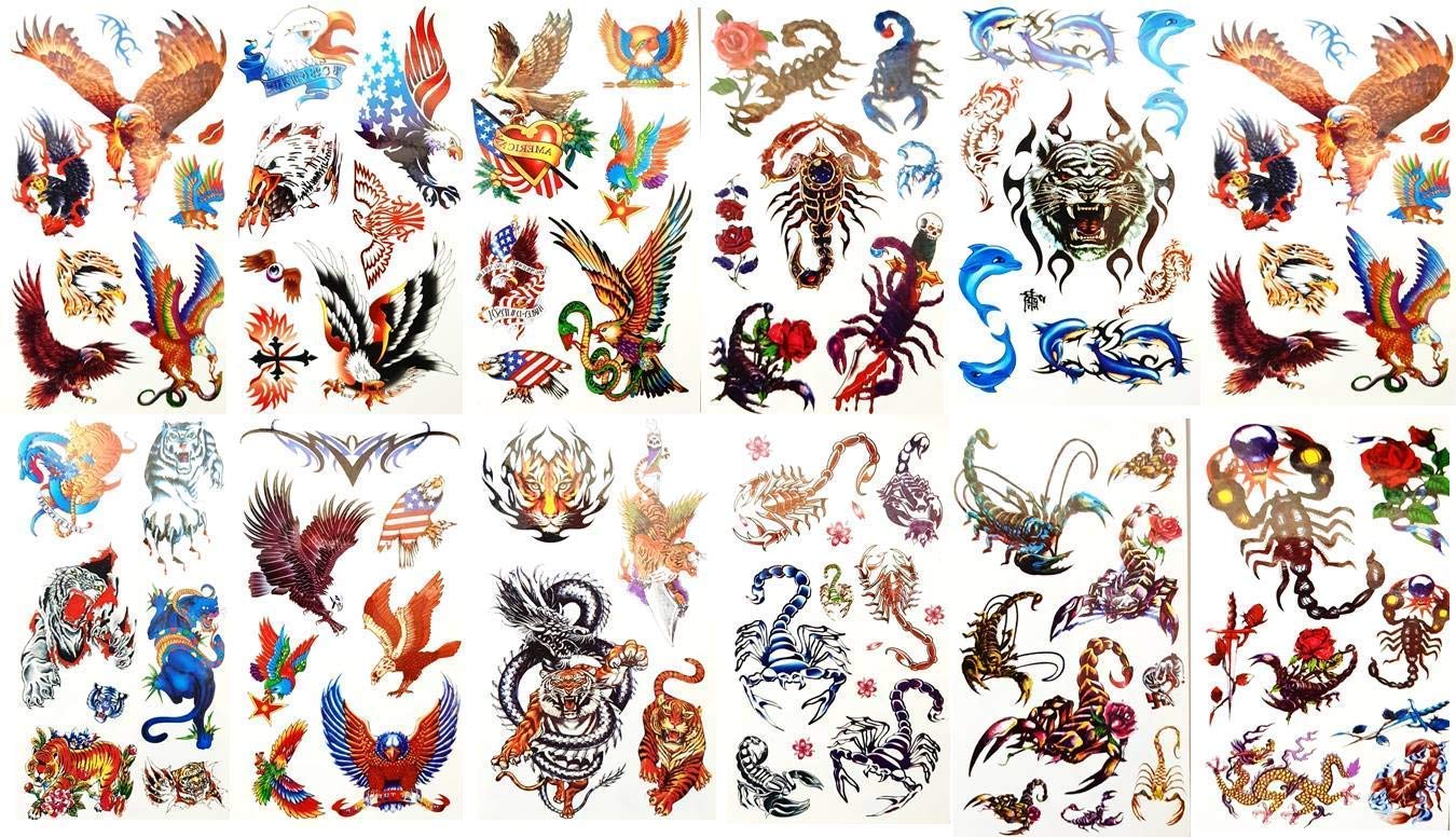 SSKR Pack of 2 Flower Temporary Tattoos for Adults & Kids - Waterproof Body Art Stickers for Parties, Birthdays, Halloween & Cosplay | Fun Gift Idea