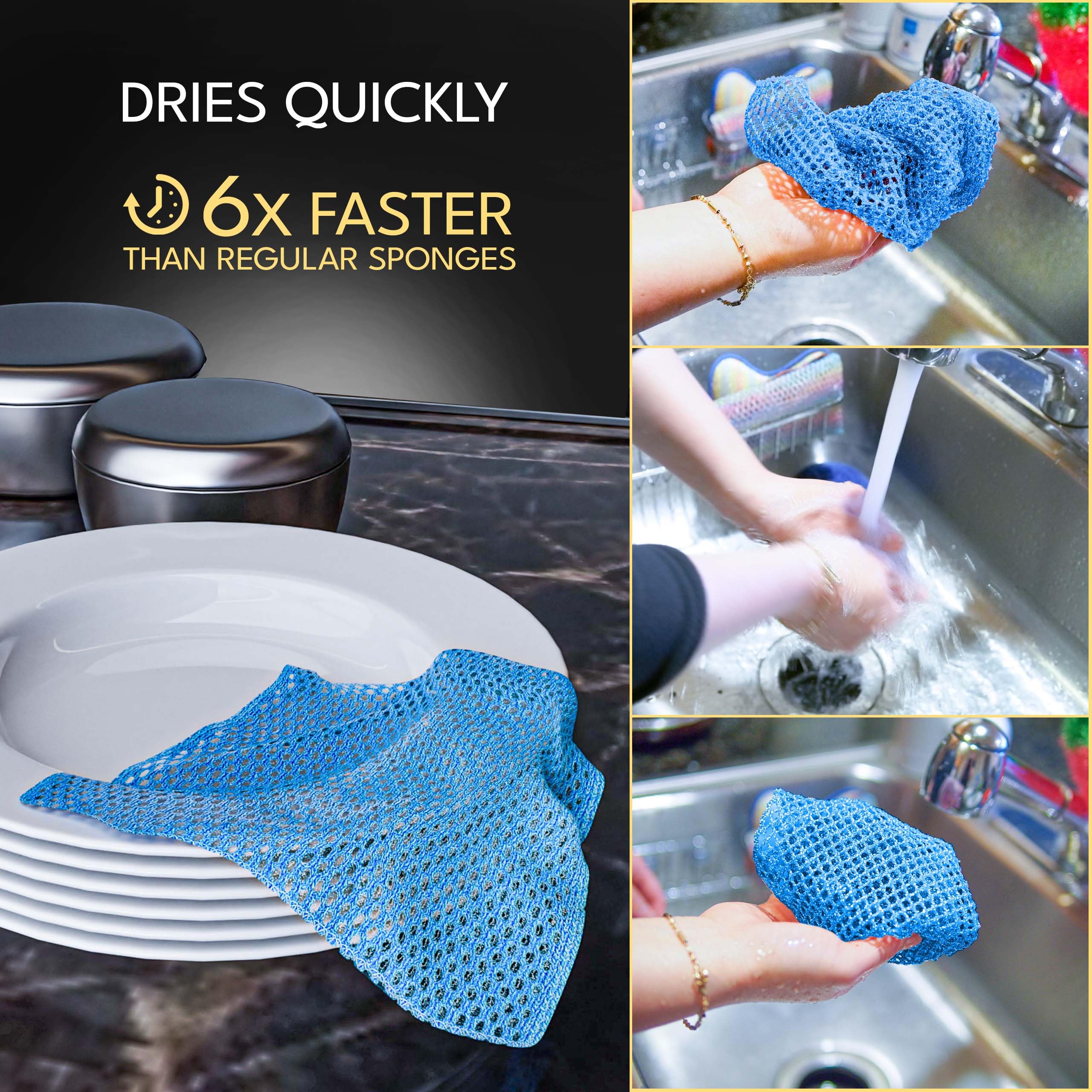 Eco-Friendly Dish Scrubbers - Non-Scratch Cleaning Pads for Pots, Pans & Dishes - Reusable Sponge Alternative - Kitchen Cleaning Supplies for Sinks & Countertops - Perfect for Daily Dishwashing & Tough Stains