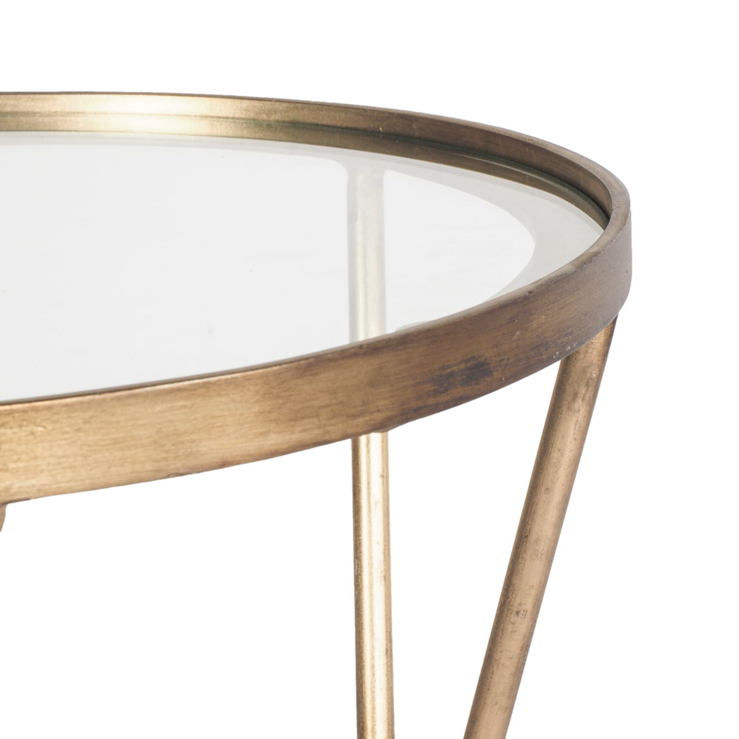 Ashika Glass & Gold Side Table - 40x40x68cm Modern End Table for Living Room, Bedroom & Office - Stylish Accent Table with Tempered Glass Top & Gold Metal Frame