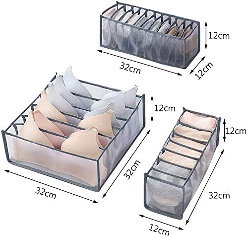Foldable Drawer Organizer Set - 6/7/11 Grids Underwear Storage Box for Socks & Bras | Space-Saving Dorm Closet Organizer (Pink) | Perfect for College Dorms, Bedroom Drawers & Travel Luggage Organization